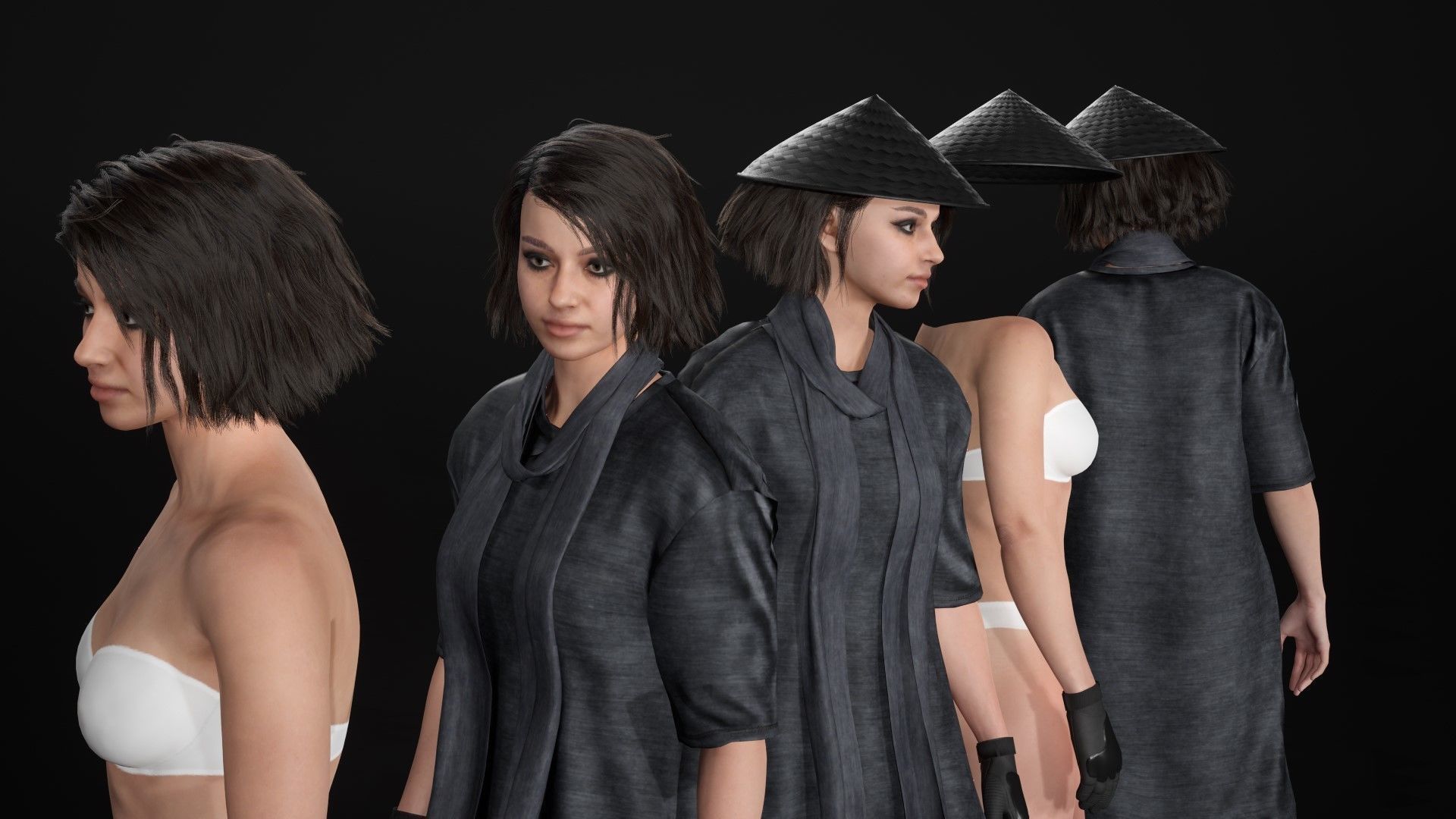 Woman - Warrior Outfit 1 - Modular - Rigged Low-poly 3D model_26