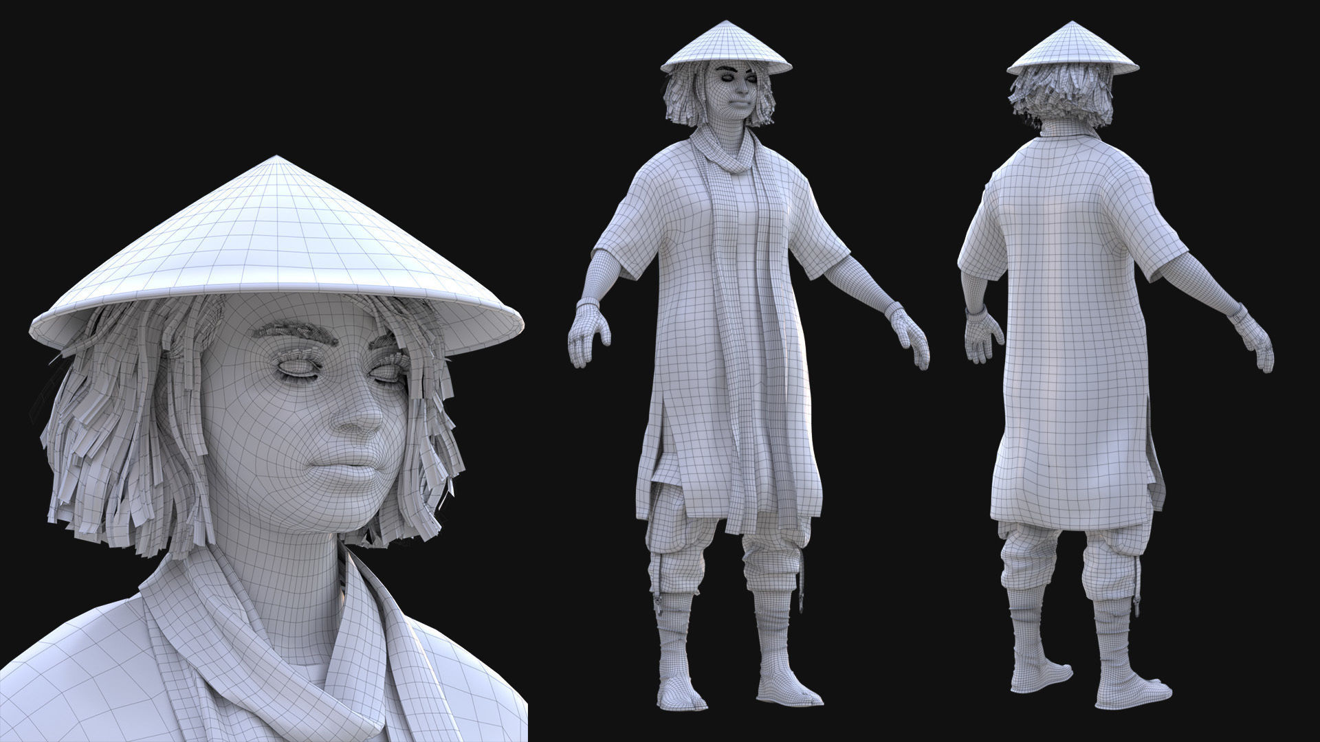 Woman - Warrior Outfit 1 - Modular - Rigged Low-poly 3D model_13