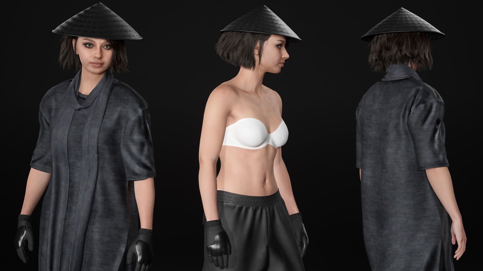 Woman - Warrior Outfit 1 - Modular - Rigged Low-poly 3D model_24