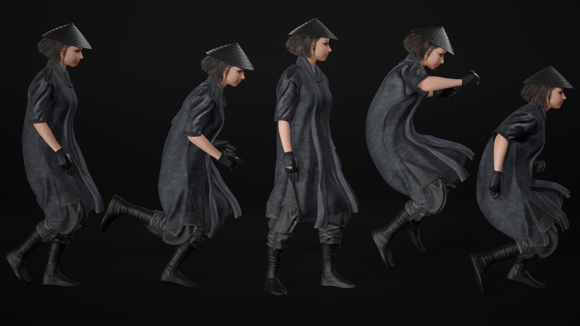 Woman - Warrior Outfit 1 - Modular - Rigged Low-poly 3D model_21