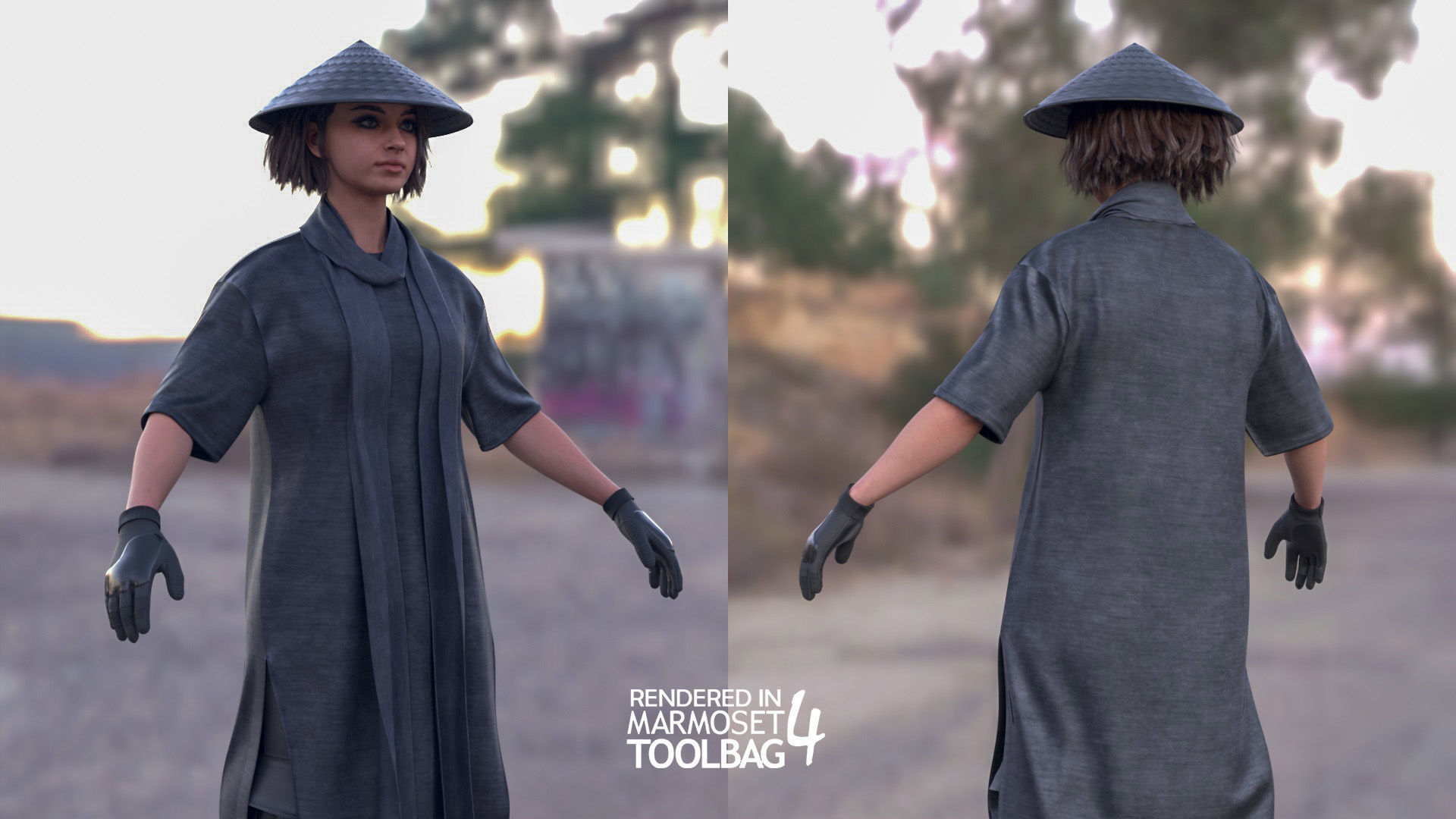 Woman - Warrior Outfit 1 - Modular - Rigged Low-poly 3D model_4