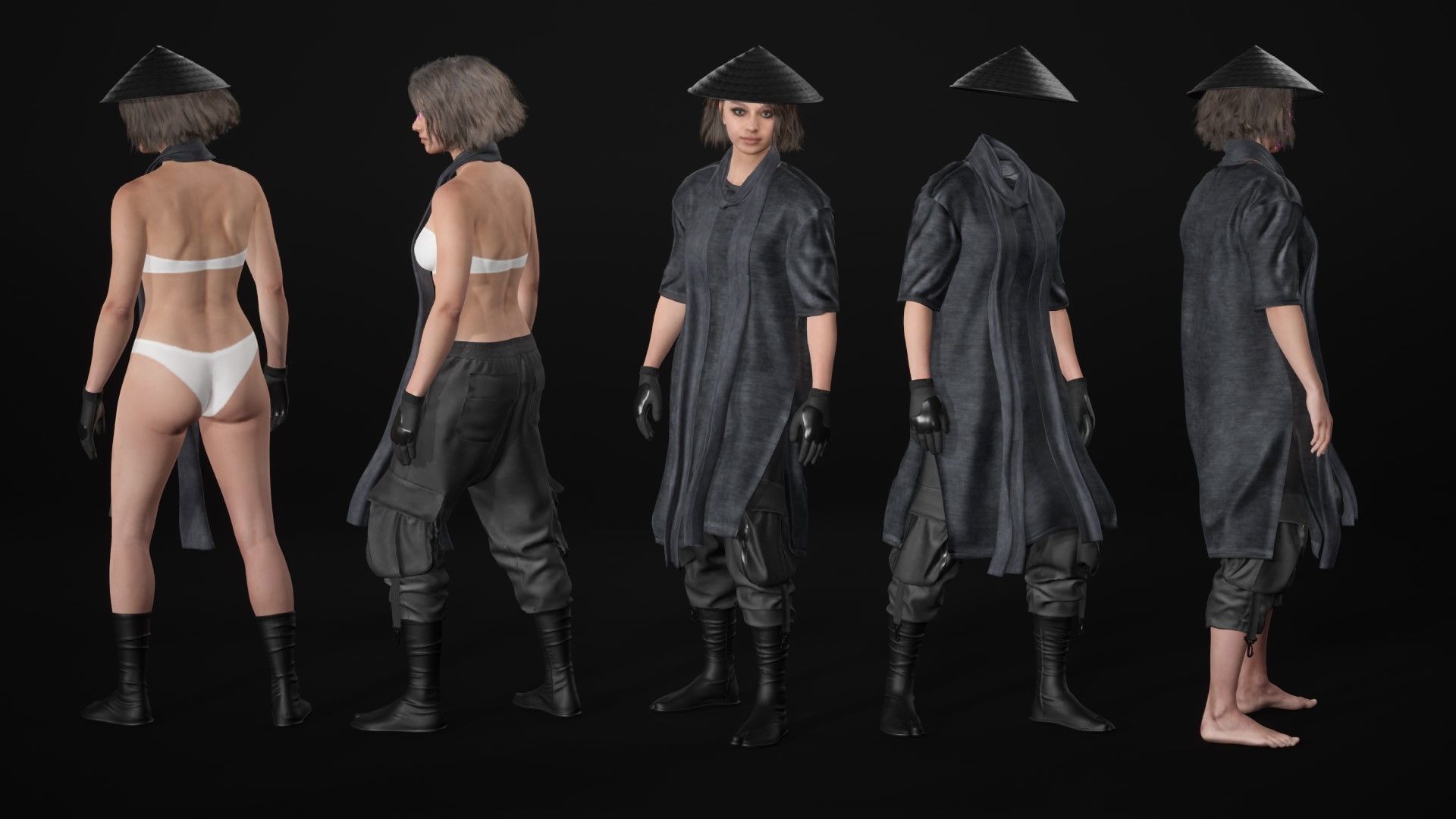Woman - Warrior Outfit 1 - Modular - Rigged Low-poly 3D model_23