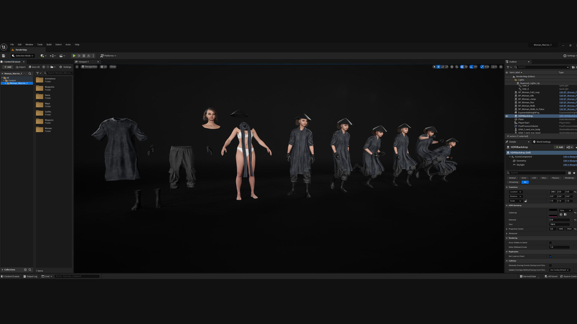 Woman - Warrior Outfit 1 - Modular - Rigged Low-poly 3D model_6