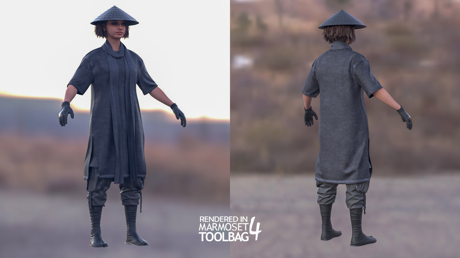 Woman - Warrior Outfit 1 - Modular - Rigged Low-poly 3D model_5