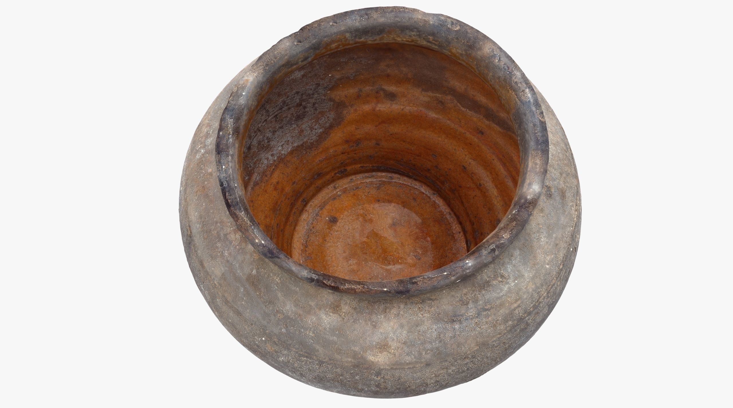 Old clay pot Low-poly 3D model_6