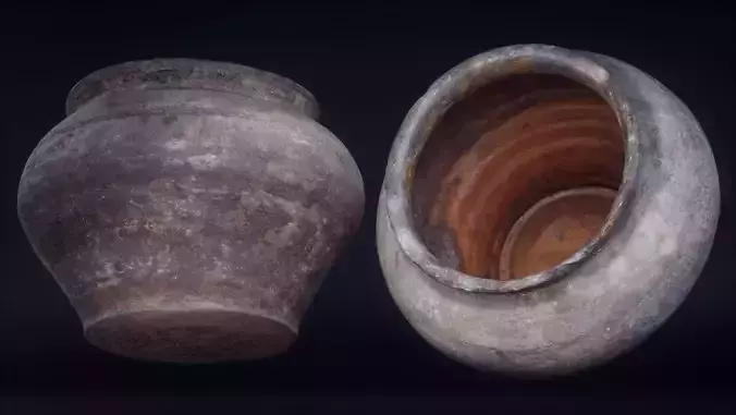 Old clay pot Low-poly 3D model