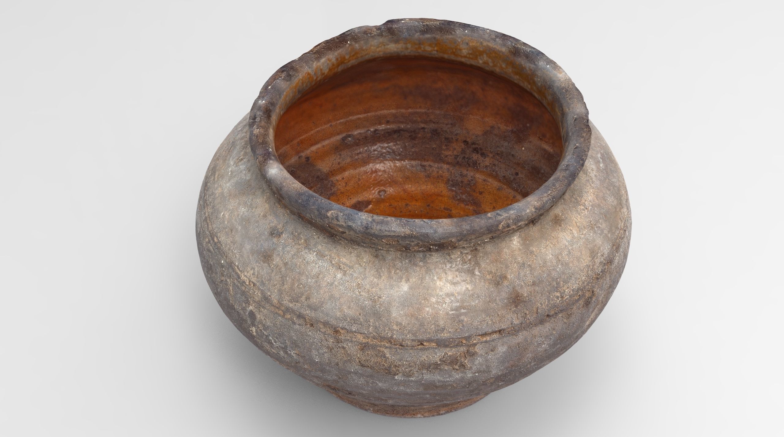 Old clay pot Low-poly 3D model_7