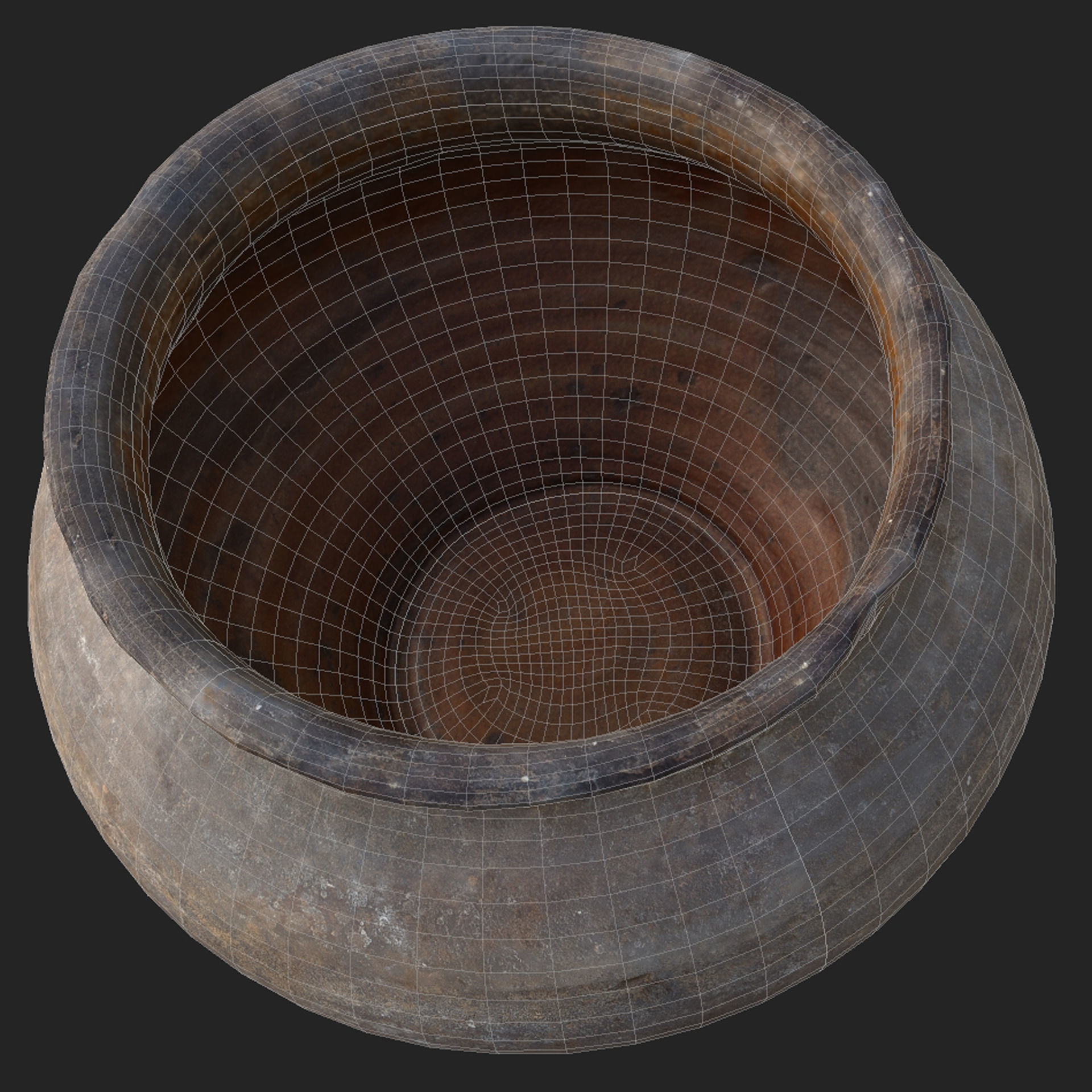 Old clay pot Low-poly 3D model_10