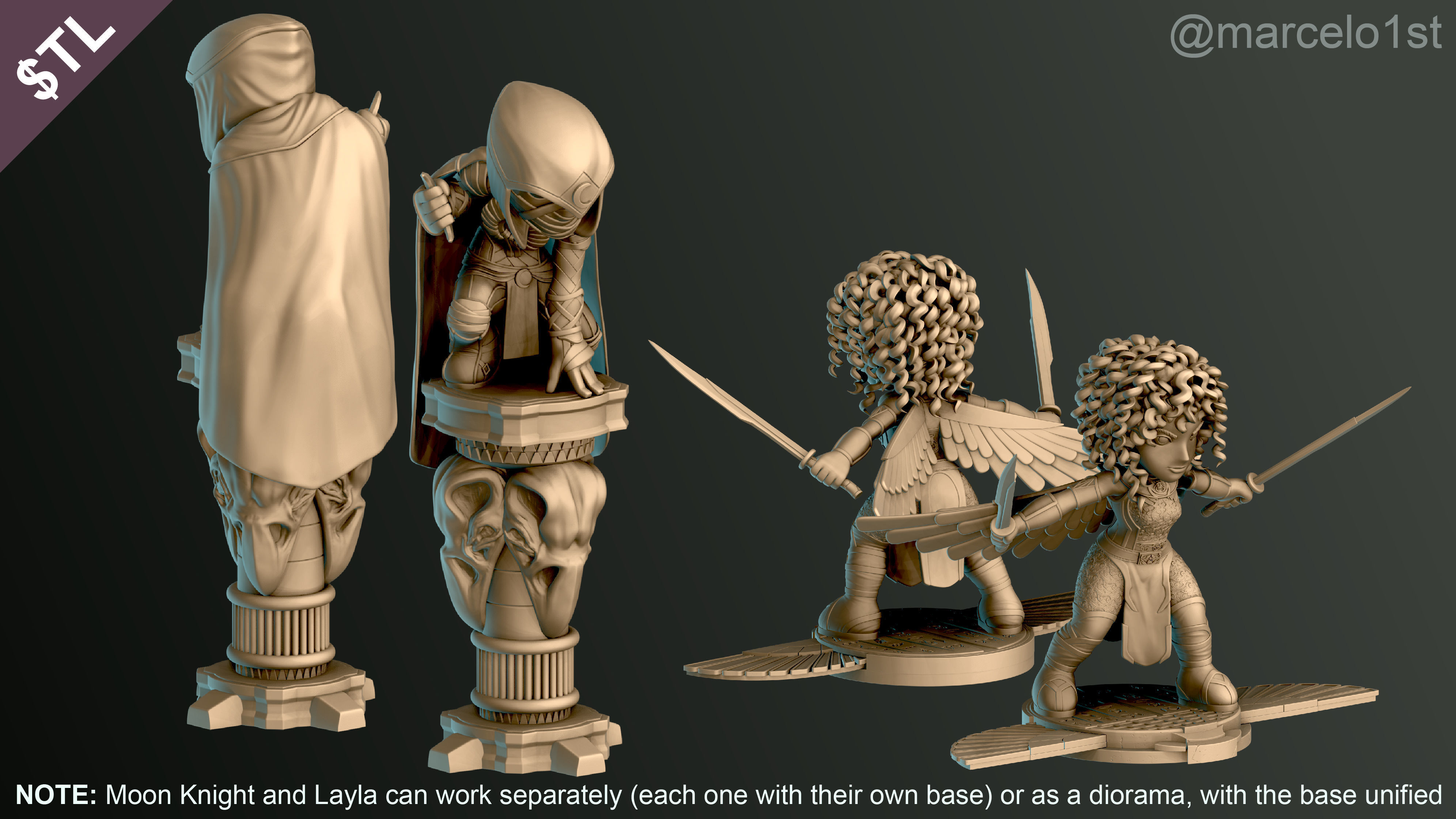 SIMPLES - Diorama Moon Knight and Scarlet Scarab 3D print model_5