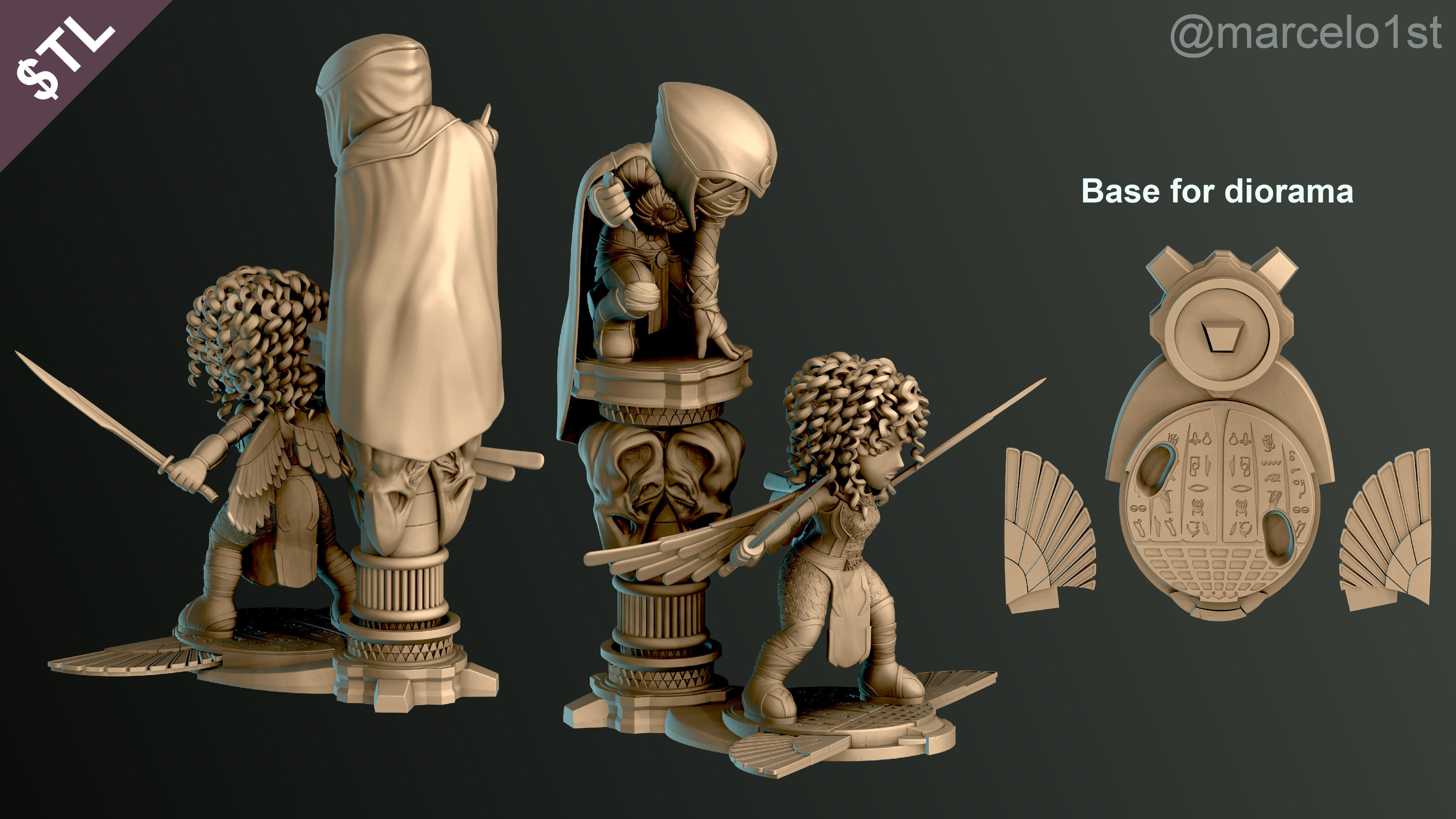 SIMPLES - Diorama Moon Knight and Scarlet Scarab 3D print model_4