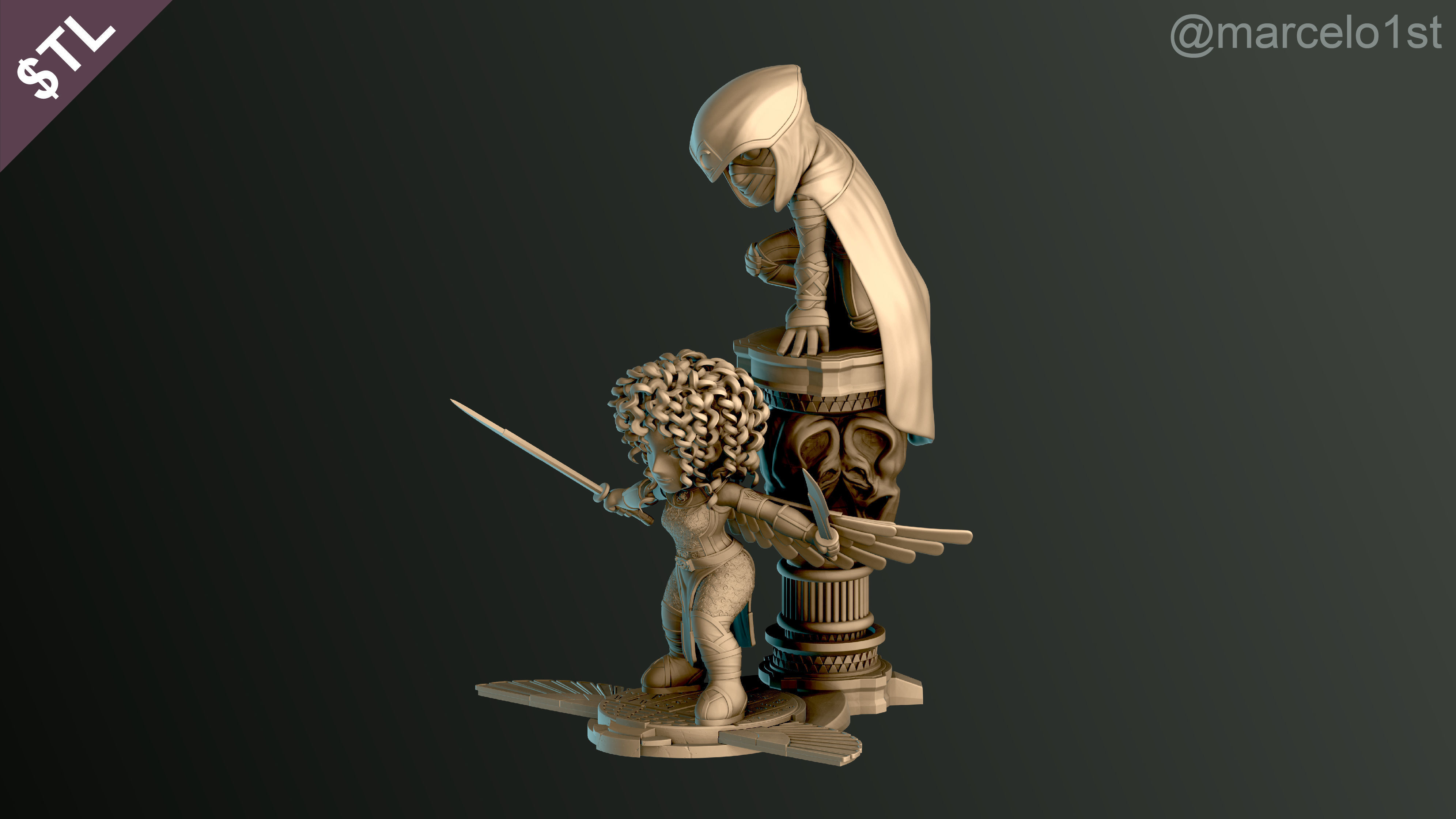 SIMPLES - Diorama Moon Knight and Scarlet Scarab 3D print model_10