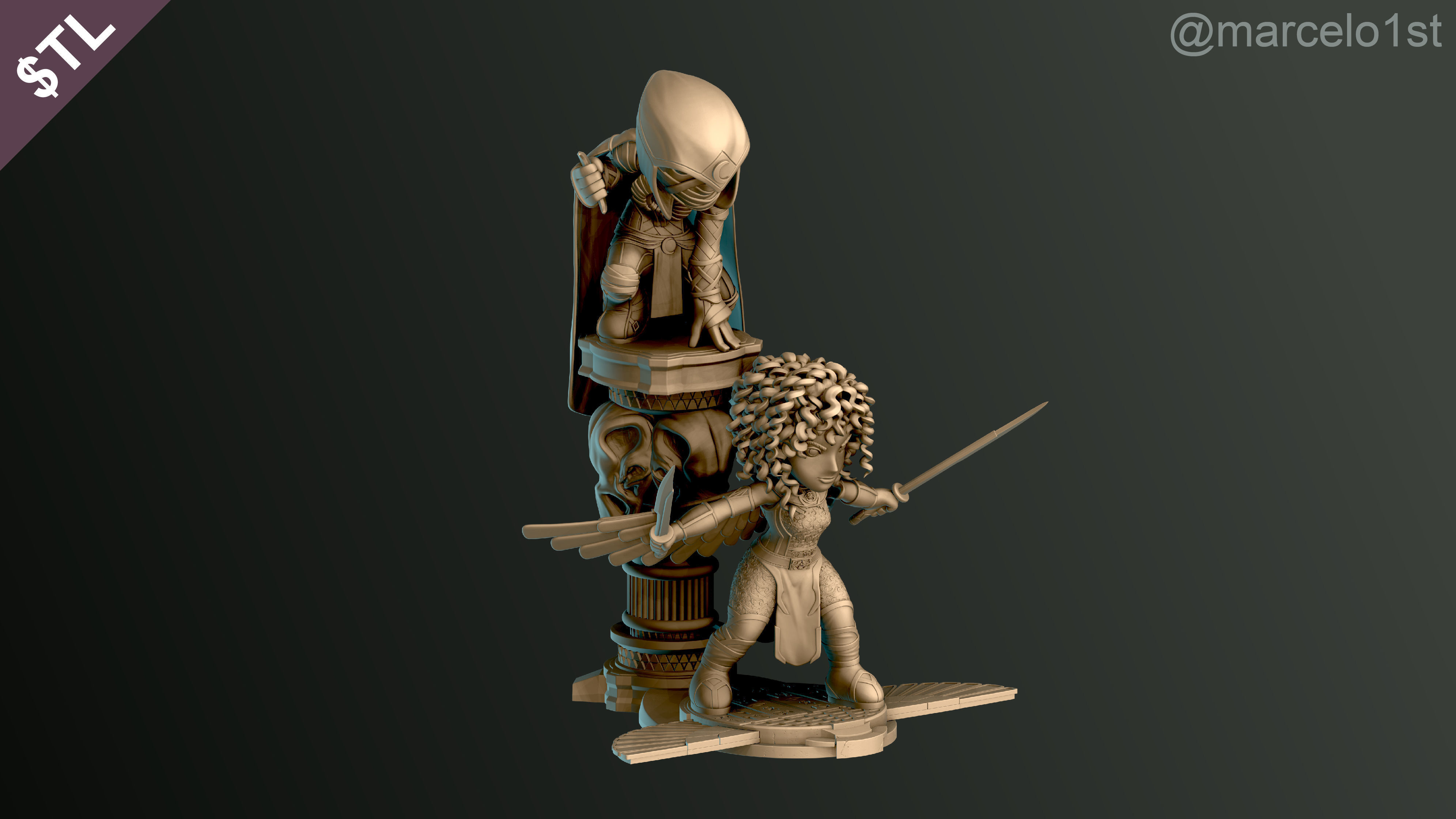 SIMPLES - Diorama Moon Knight and Scarlet Scarab 3D print model_21