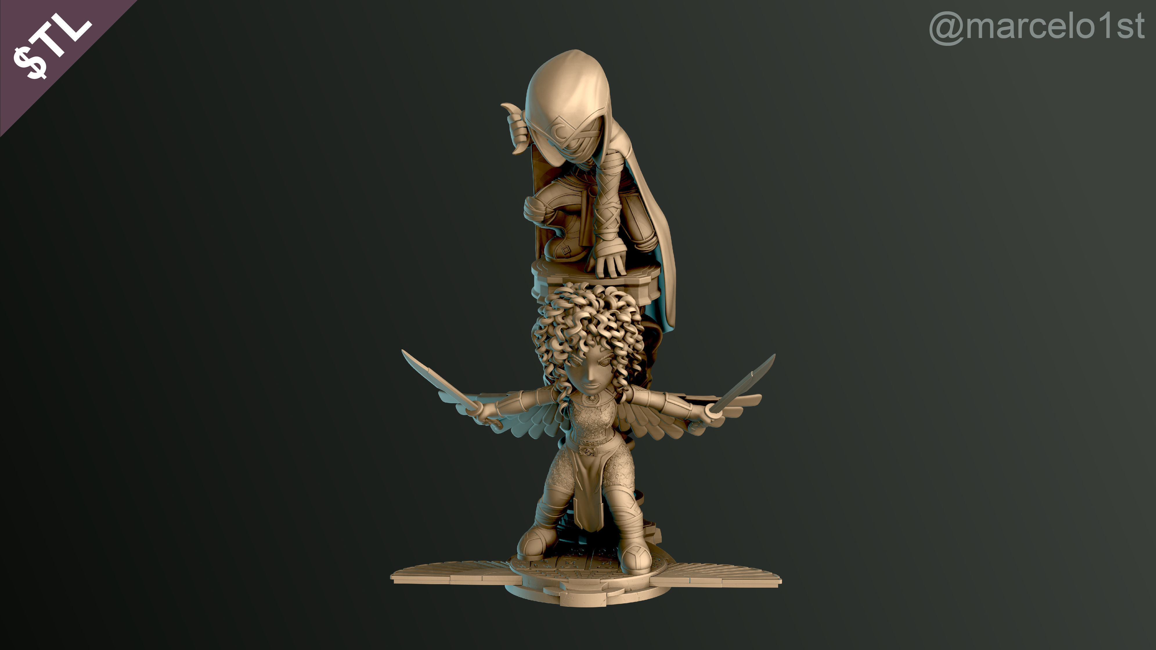 SIMPLES - Diorama Moon Knight and Scarlet Scarab 3D print model_7