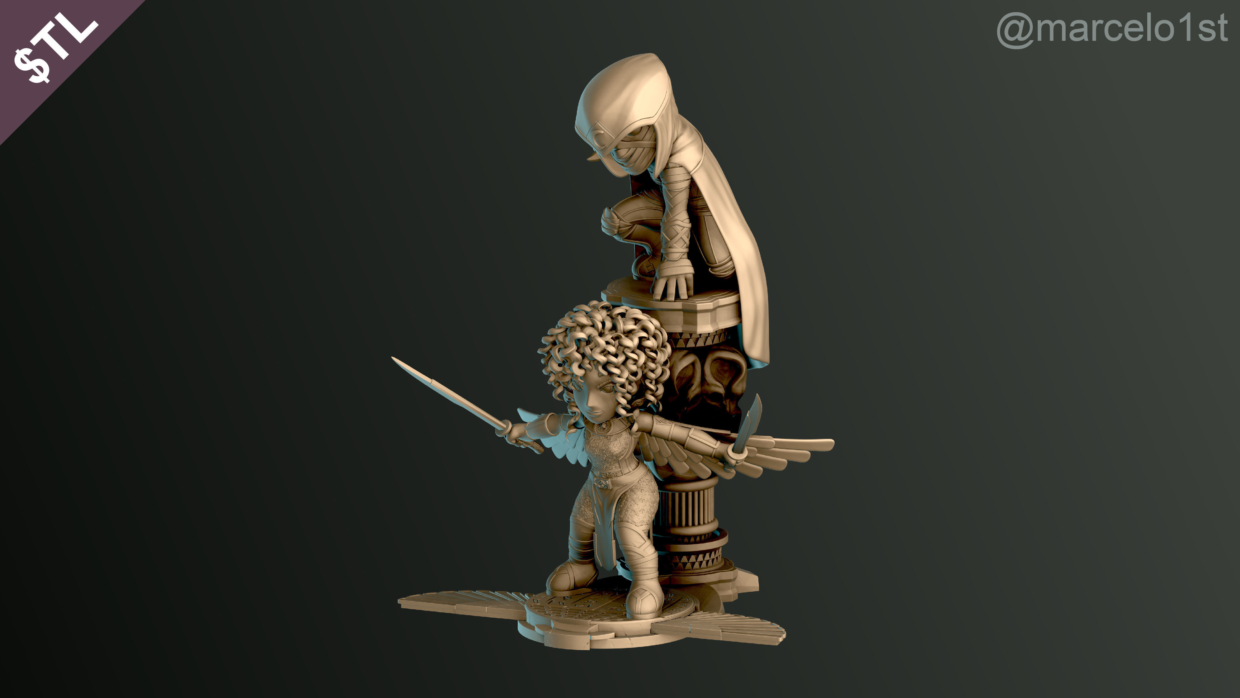 SIMPLES - Diorama Moon Knight and Scarlet Scarab 3D print model_9