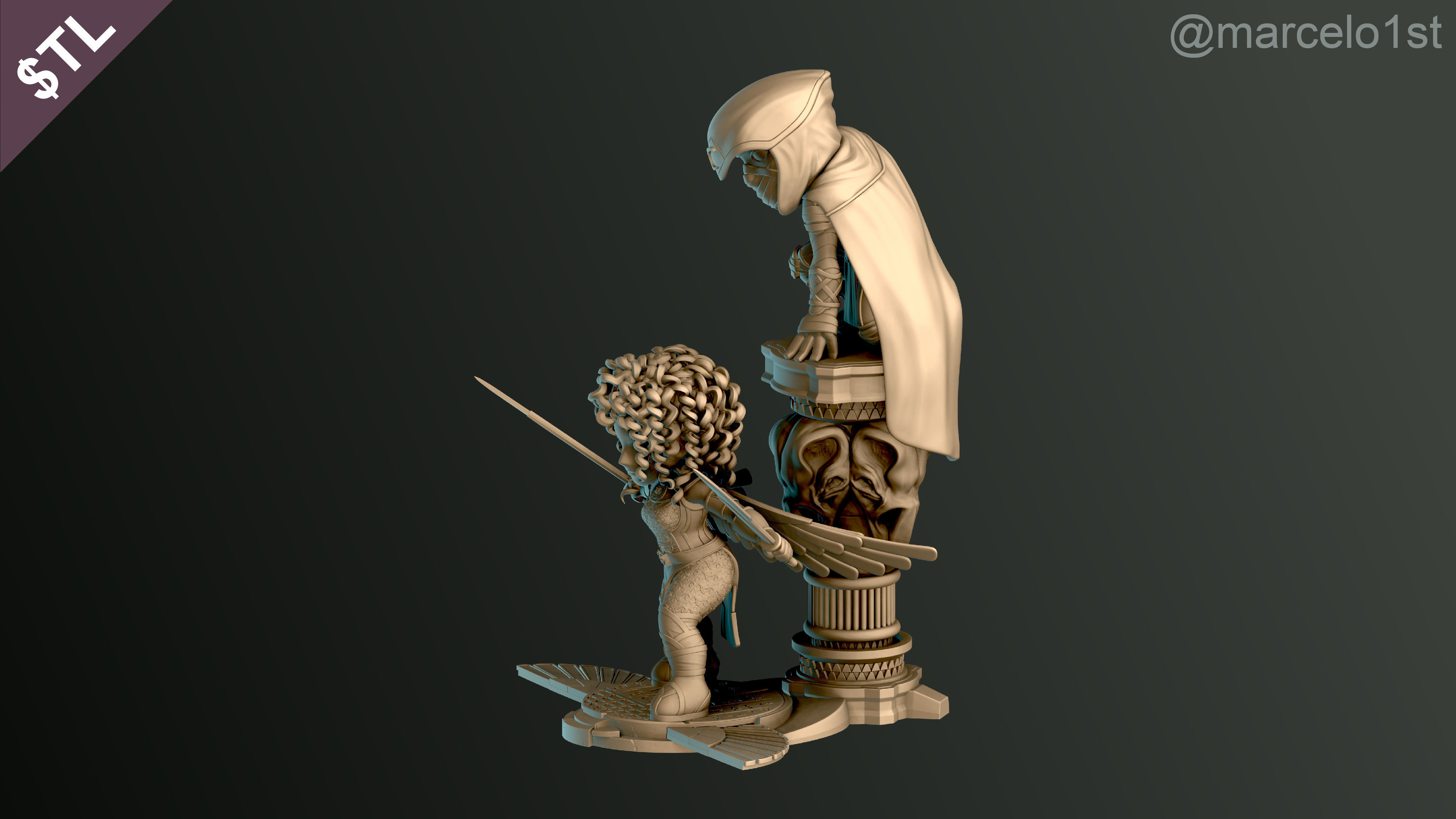 SIMPLES - Diorama Moon Knight and Scarlet Scarab 3D print model_11