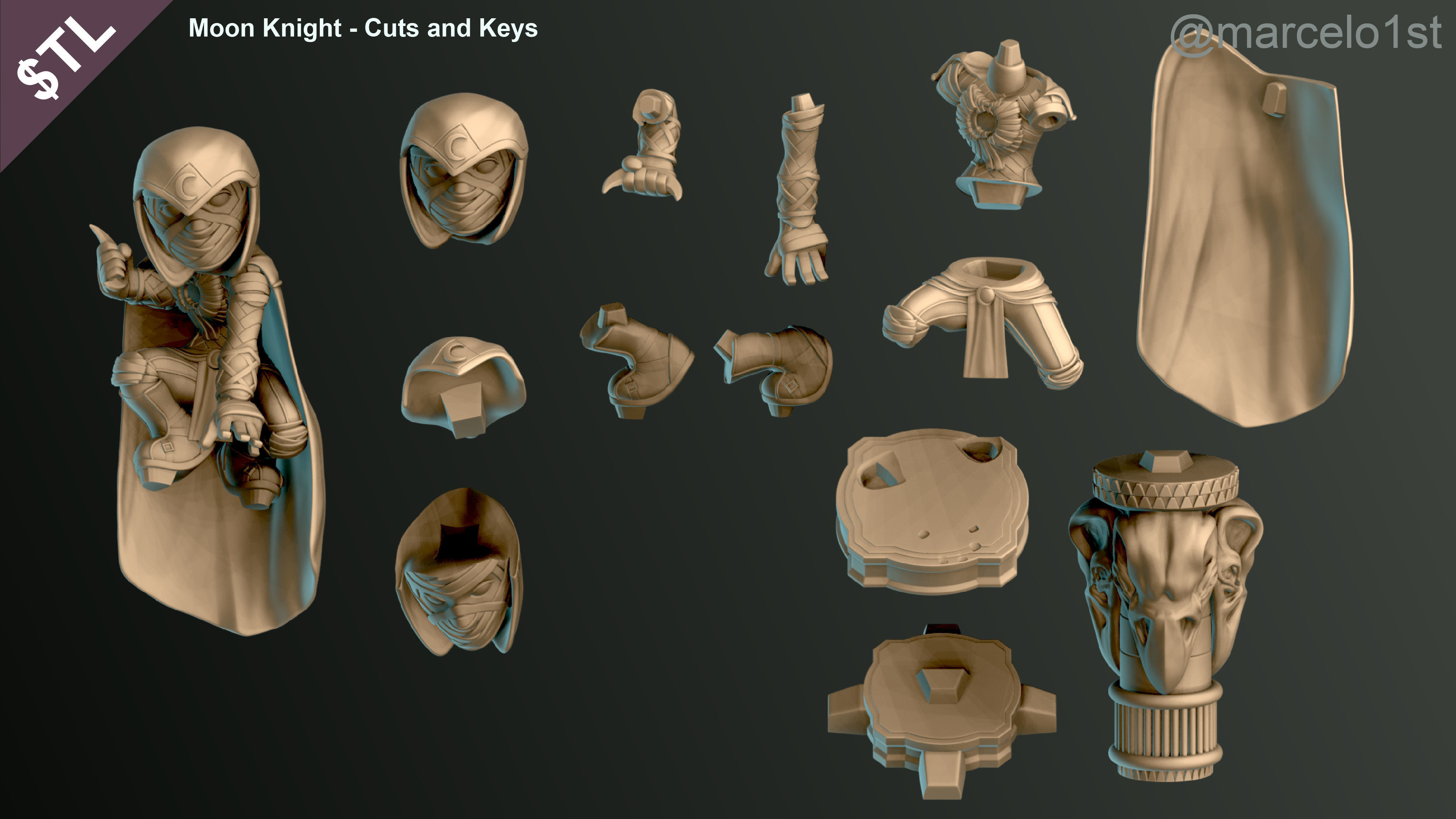 SIMPLES - Diorama Moon Knight and Scarlet Scarab 3D print model_1