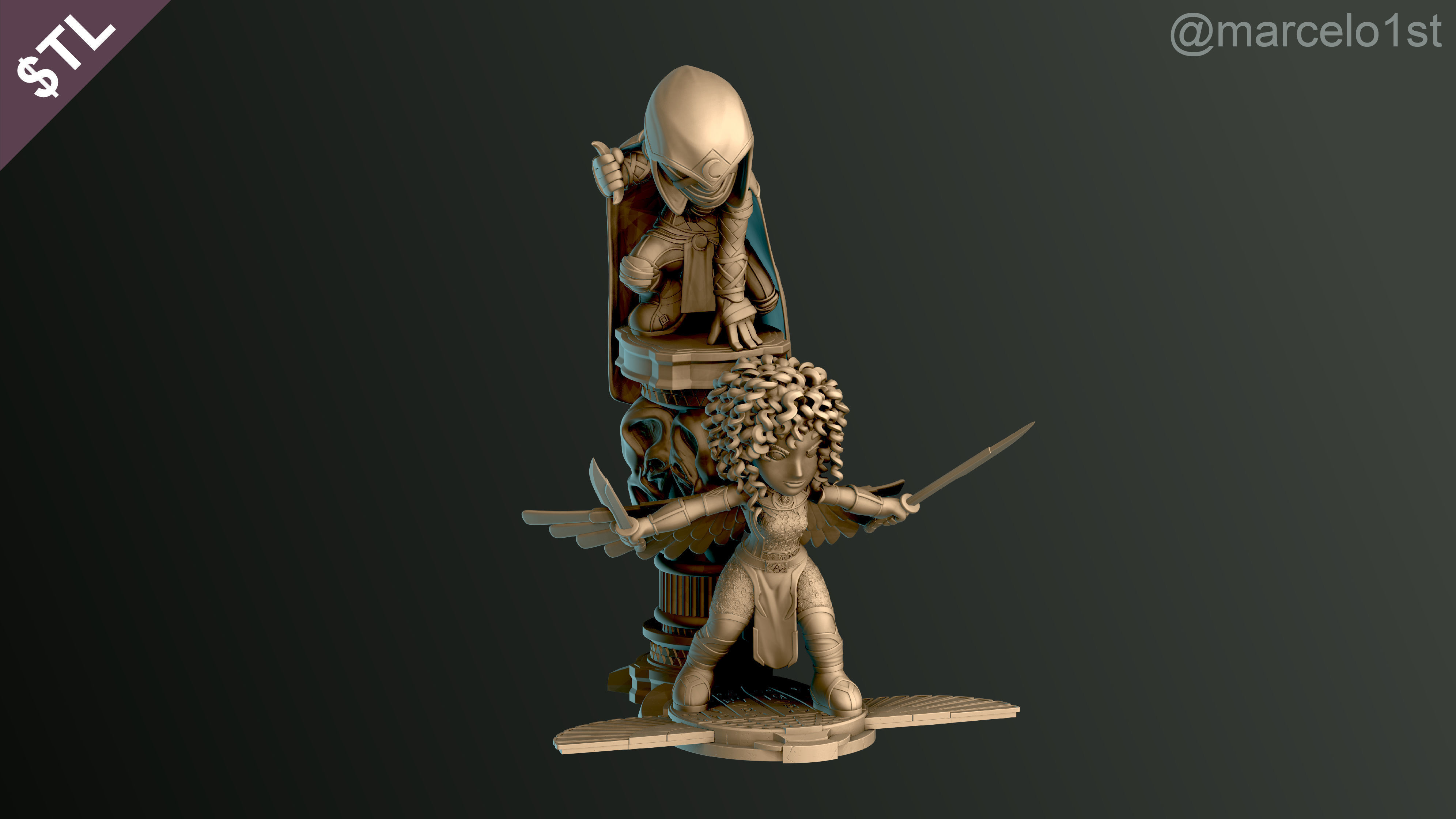 SIMPLES - Diorama Moon Knight and Scarlet Scarab 3D print model_22