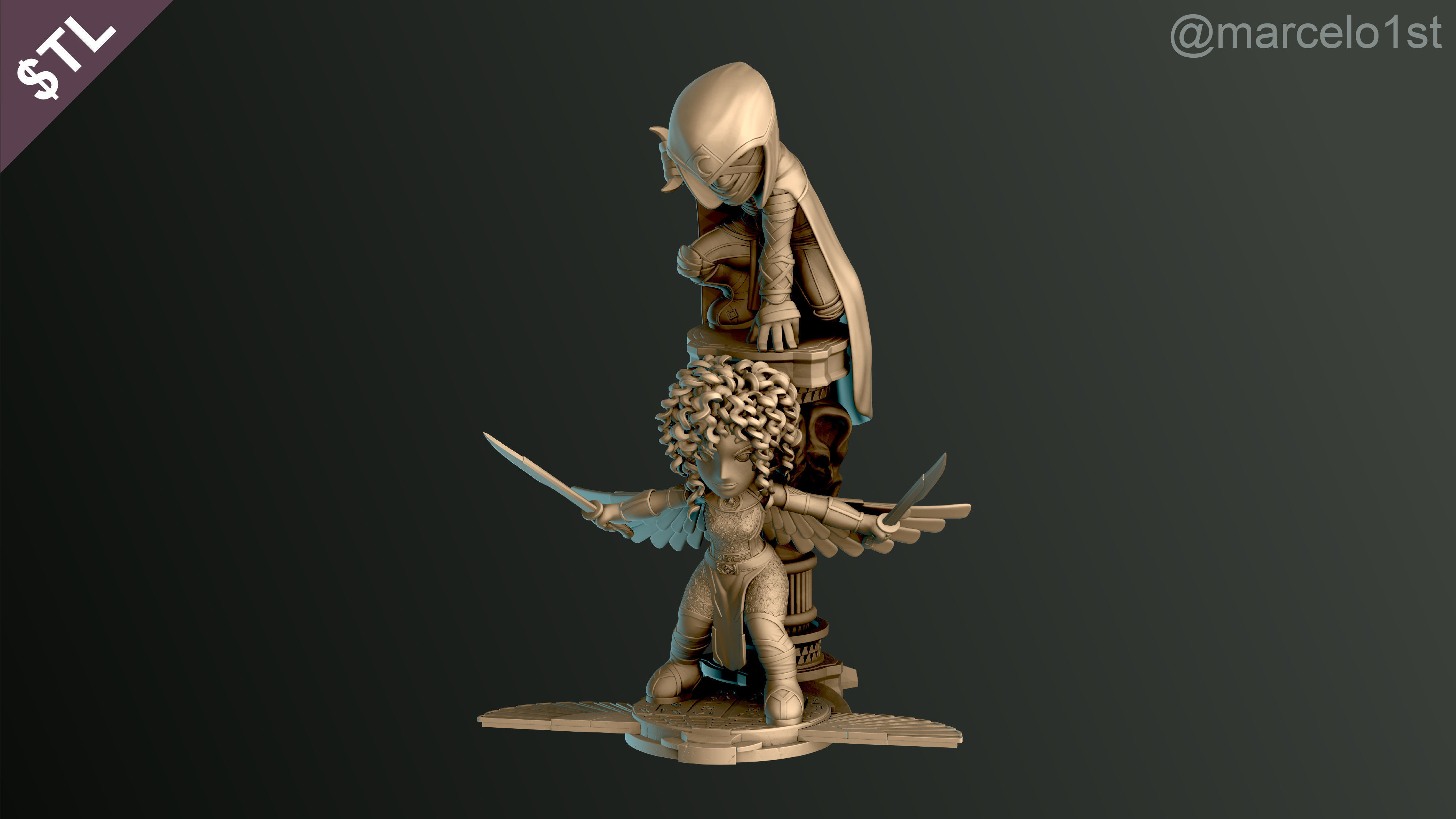SIMPLES - Diorama Moon Knight and Scarlet Scarab 3D print model_8