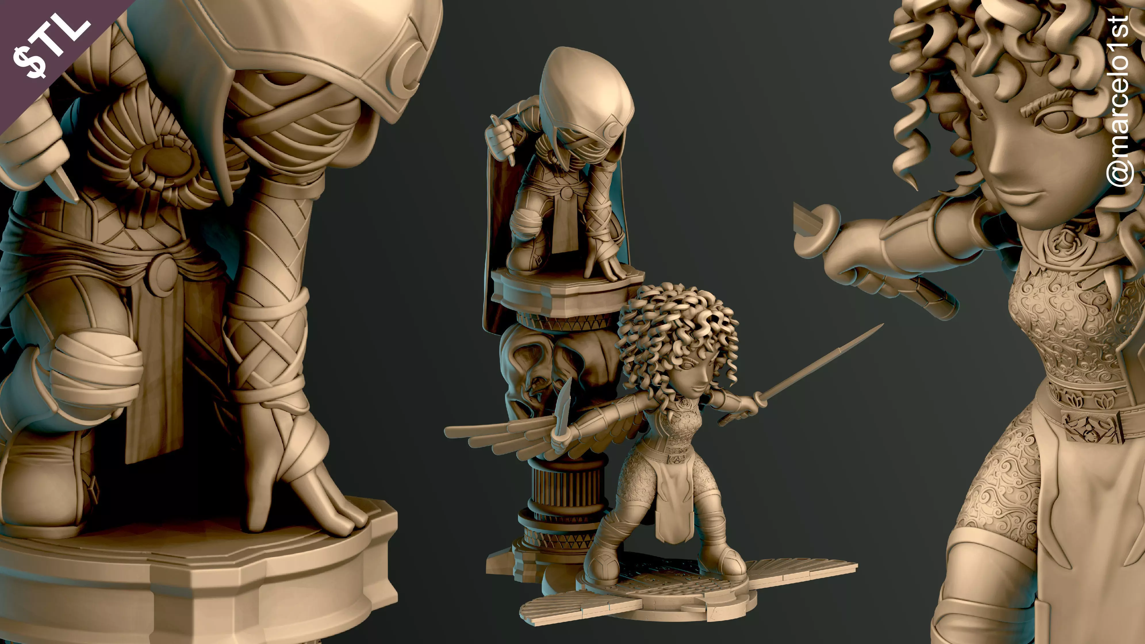 SIMPLES - Diorama Moon Knight and Scarlet Scarab 3D print model_0