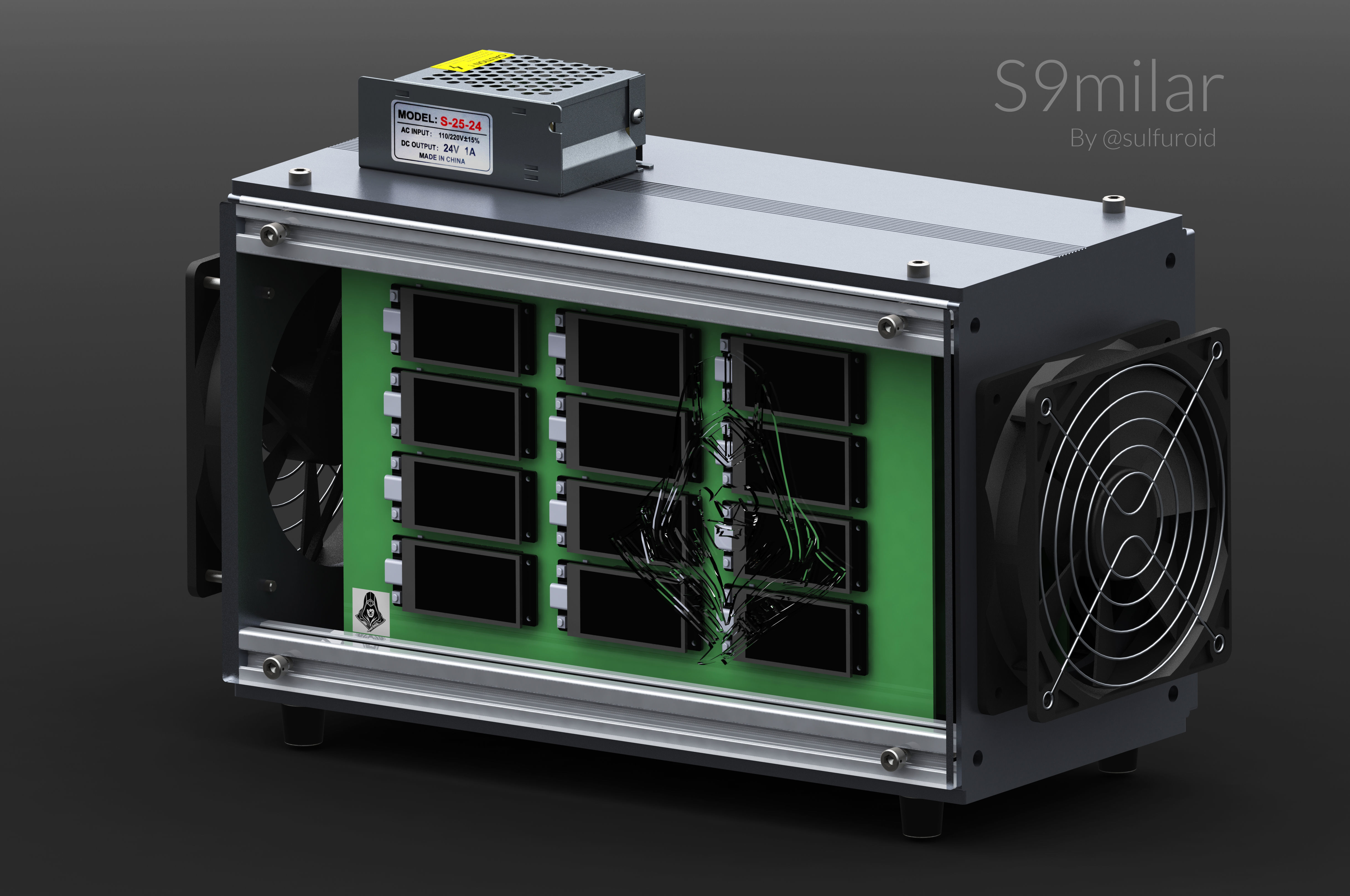 Asic miner DIY enclosure 3D model_3