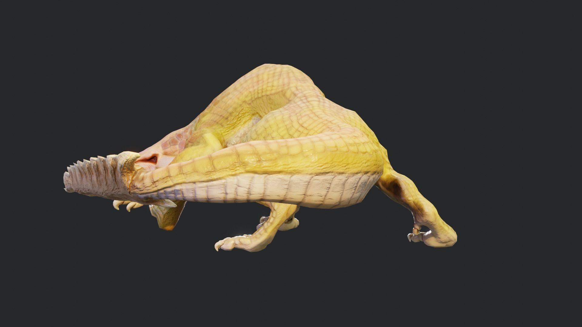 Earth dragon model - reptile monster rigged creature for Blender Low-poly 3D model_41