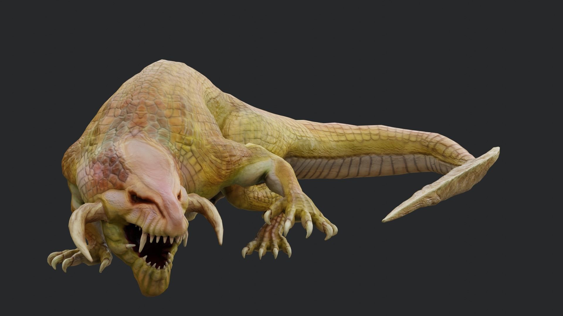 Earth dragon model - reptile monster rigged creature for Blender Low-poly 3D model_7