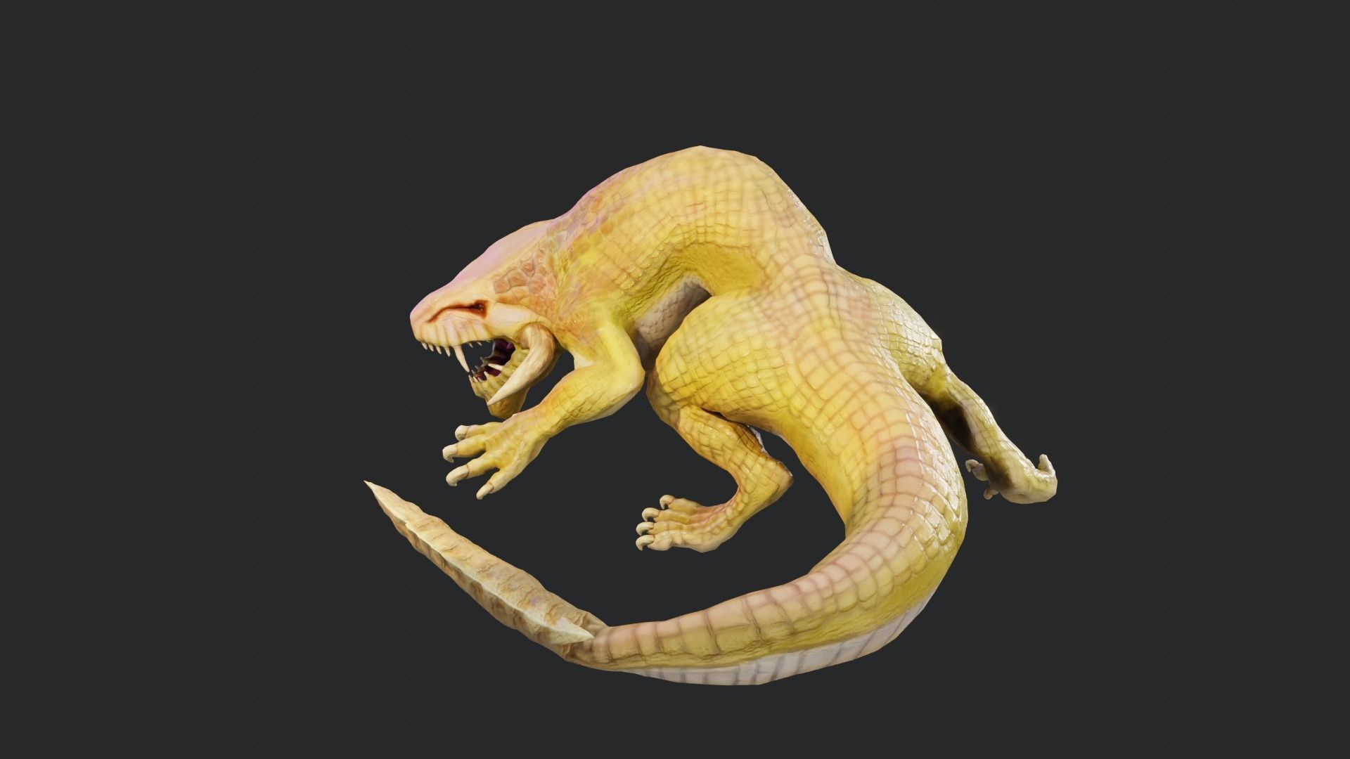 Earth dragon model - reptile monster rigged creature for Blender Low-poly 3D model_8