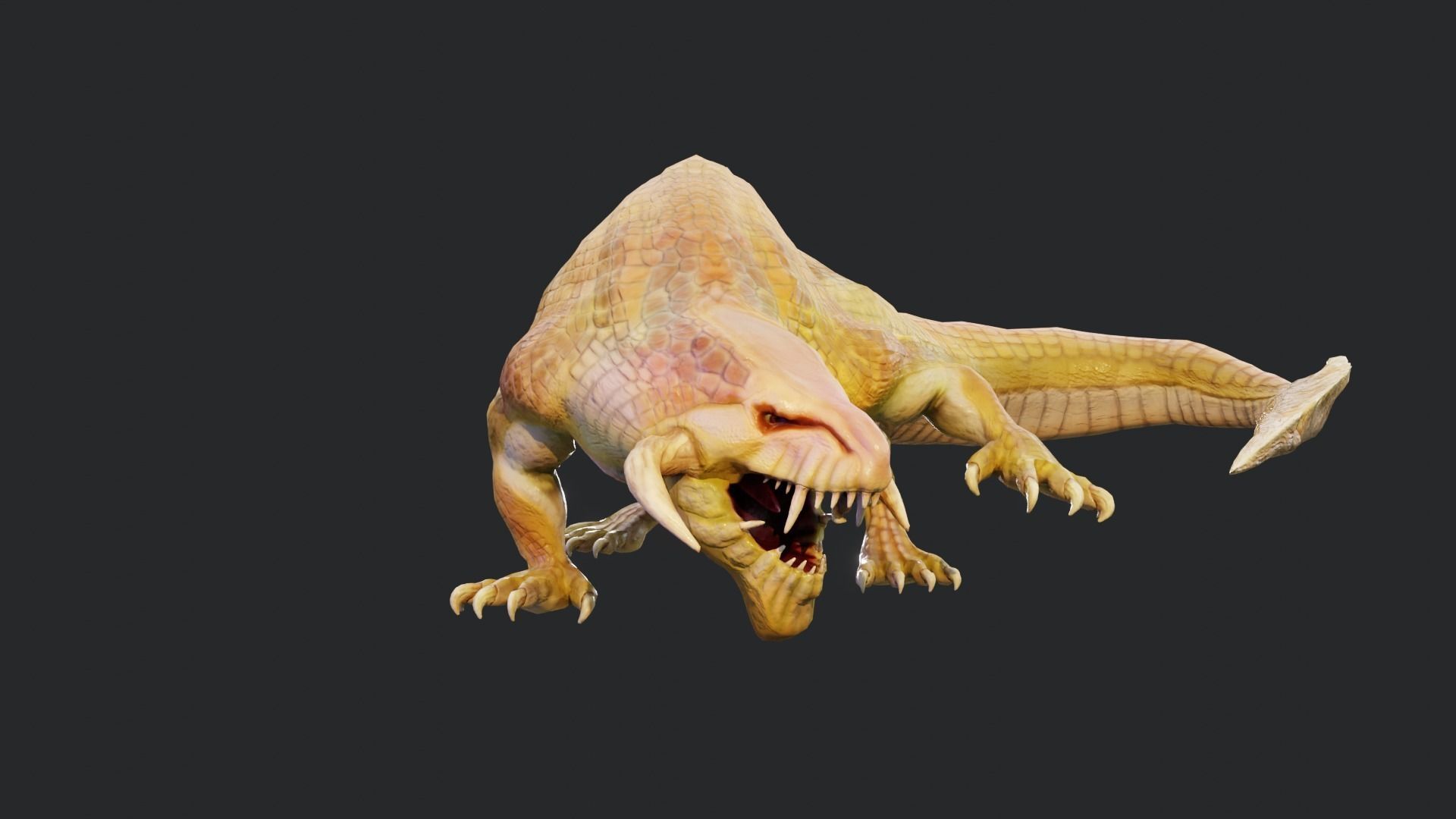 Earth dragon model - reptile monster rigged creature for Blender Low-poly 3D model_28