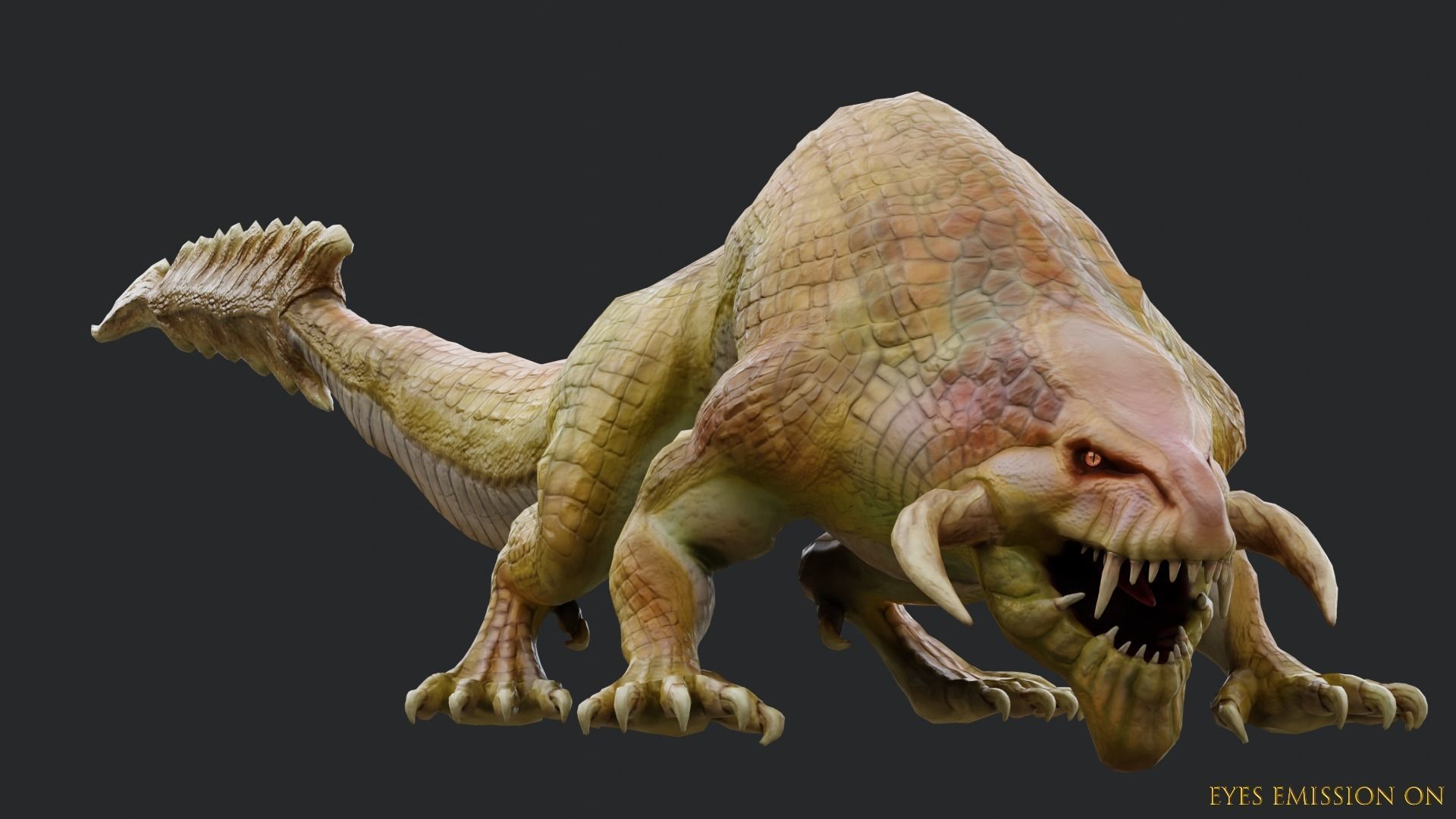 Earth dragon model - reptile monster rigged creature for Blender Low-poly 3D model_5