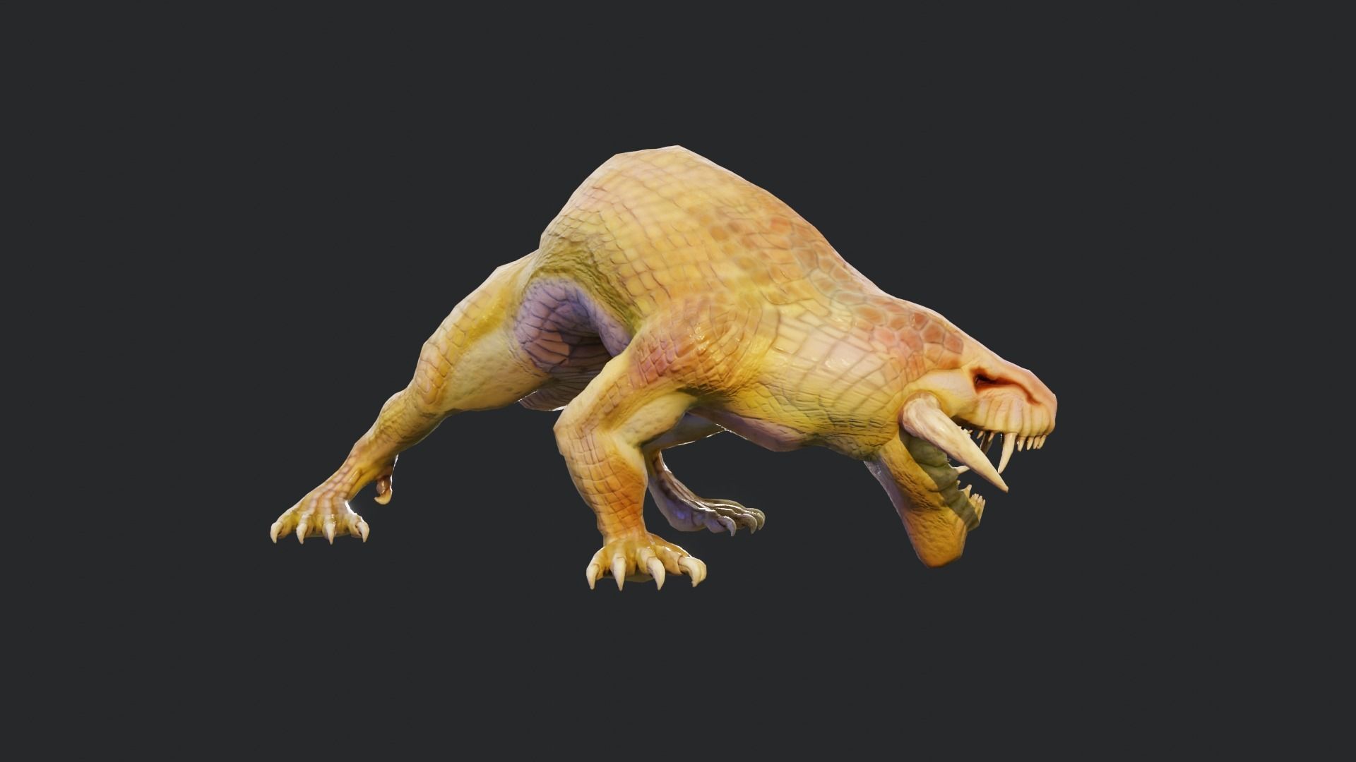 Earth dragon model - reptile monster rigged creature for Blender Low-poly 3D model_31