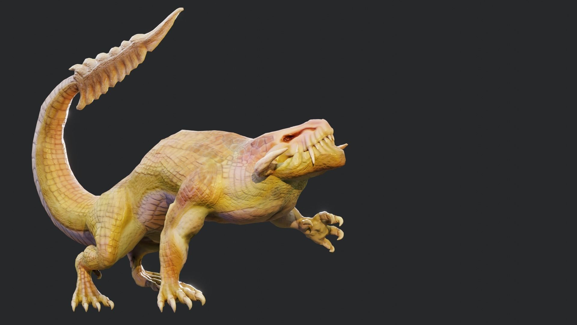 Earth dragon model - reptile monster rigged creature for Blender Low-poly 3D model_22