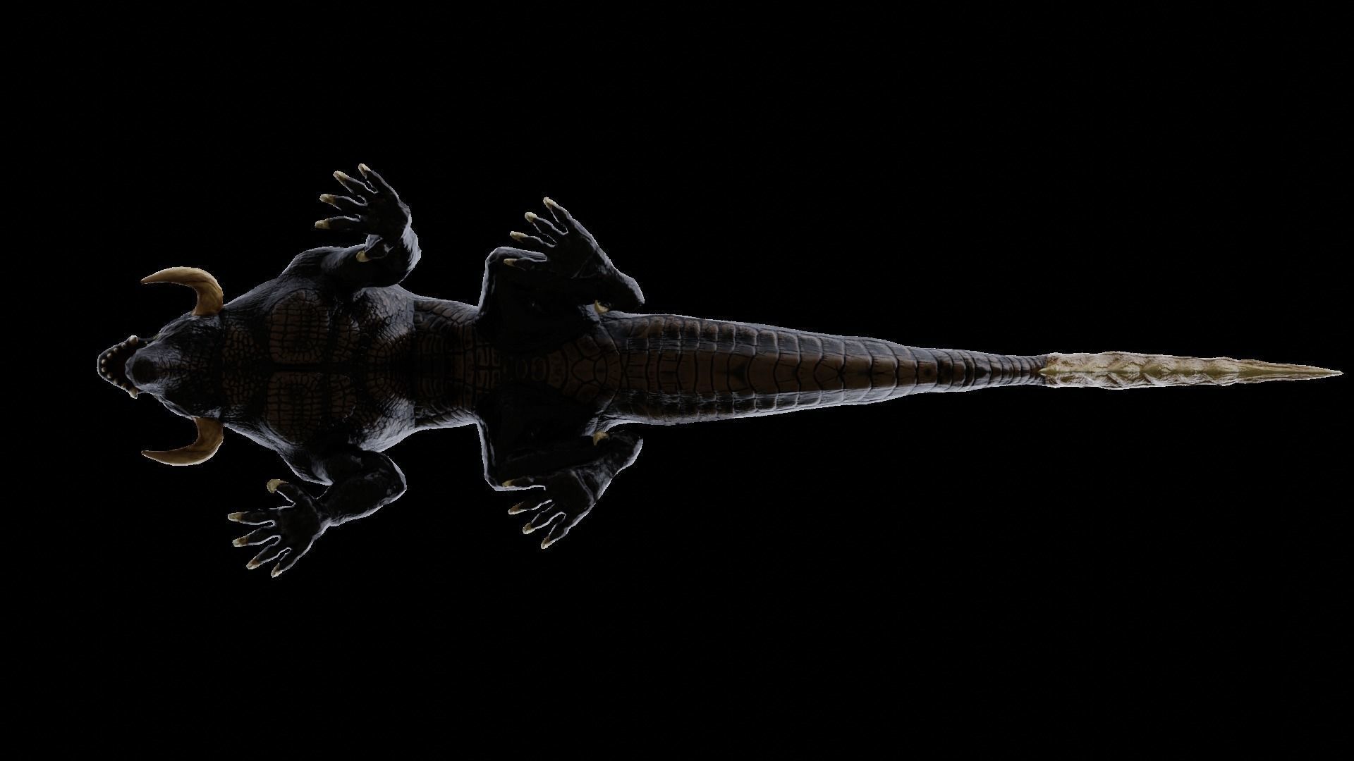 Earth dragon model - reptile monster rigged creature for Blender Low-poly 3D model_17