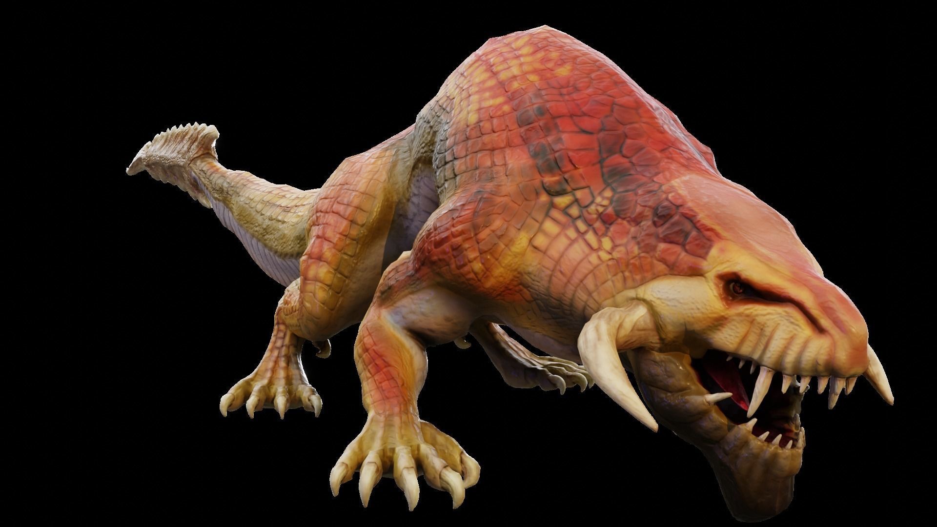 Earth dragon model - reptile monster rigged creature for Blender Low-poly 3D model_21