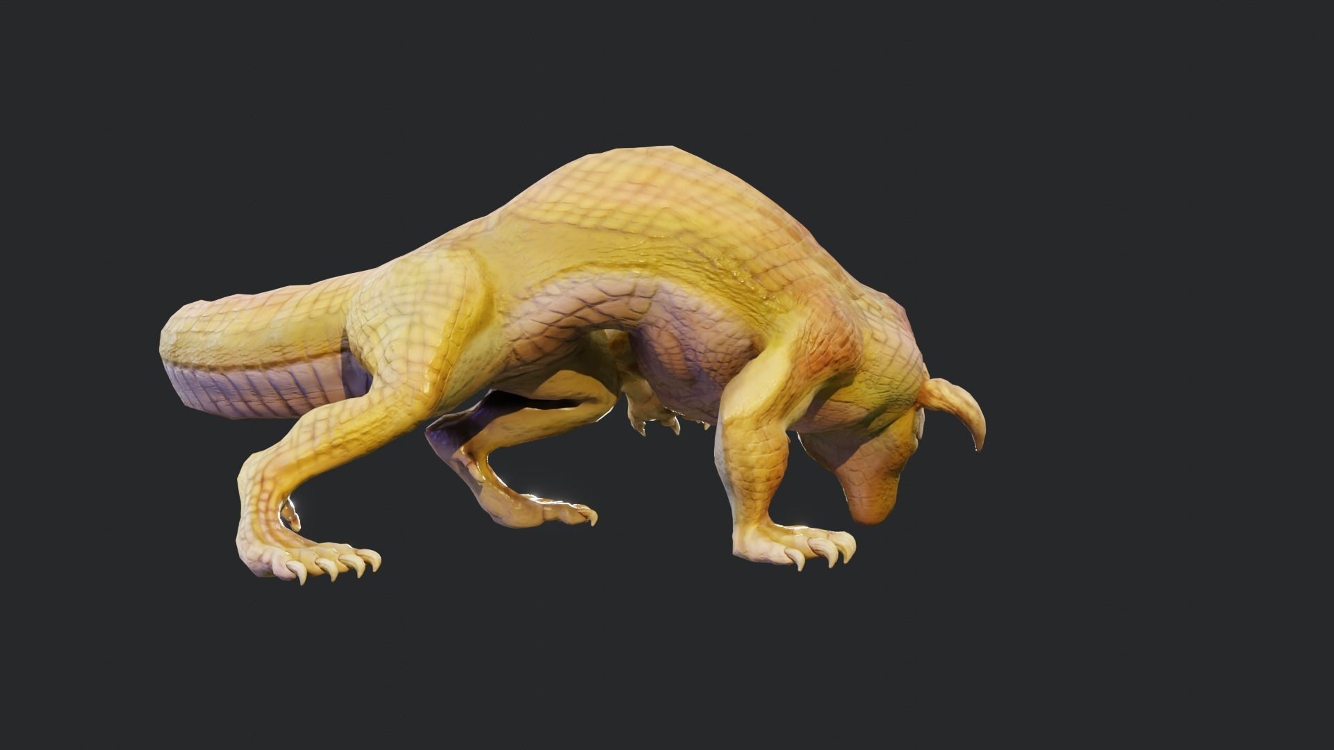 Earth dragon model - reptile monster rigged creature for Blender Low-poly 3D model_34