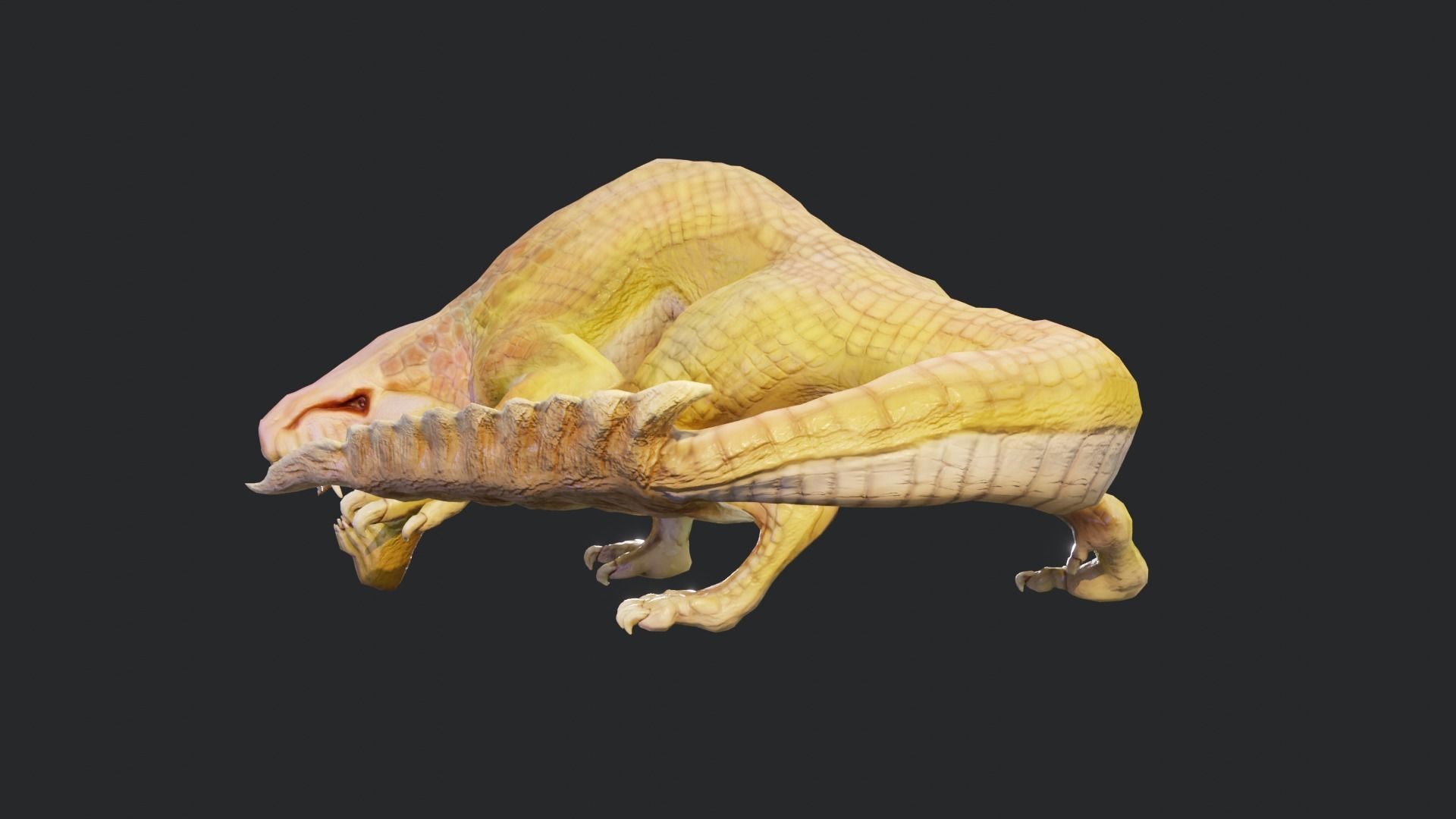 Earth dragon model - reptile monster rigged creature for Blender Low-poly 3D model_42