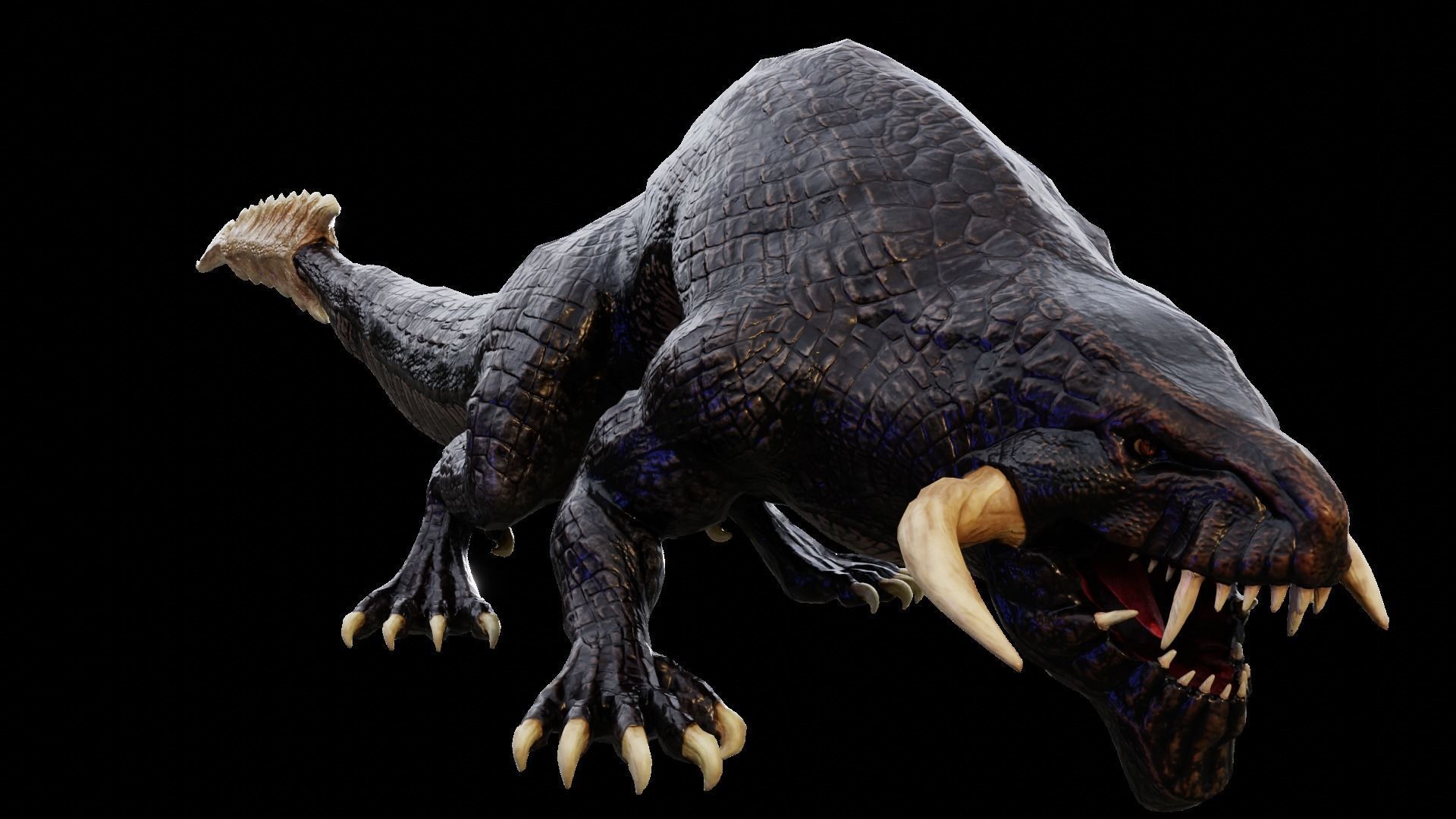 Earth dragon model - reptile monster rigged creature for Blender Low-poly 3D model_16