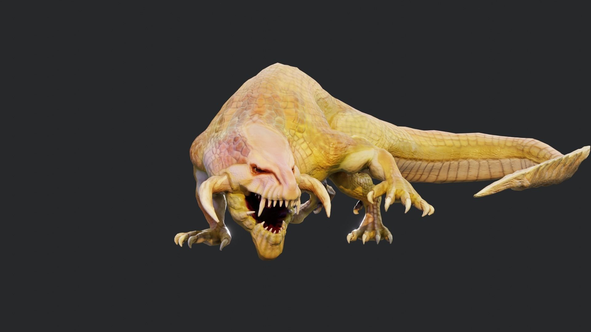 Earth dragon model - reptile monster rigged creature for Blender Low-poly 3D model_27