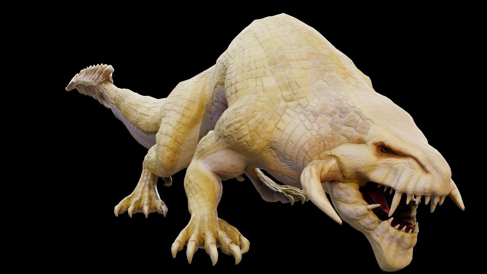 Earth dragon model - reptile monster rigged creature for Blender Low-poly 3D model_20