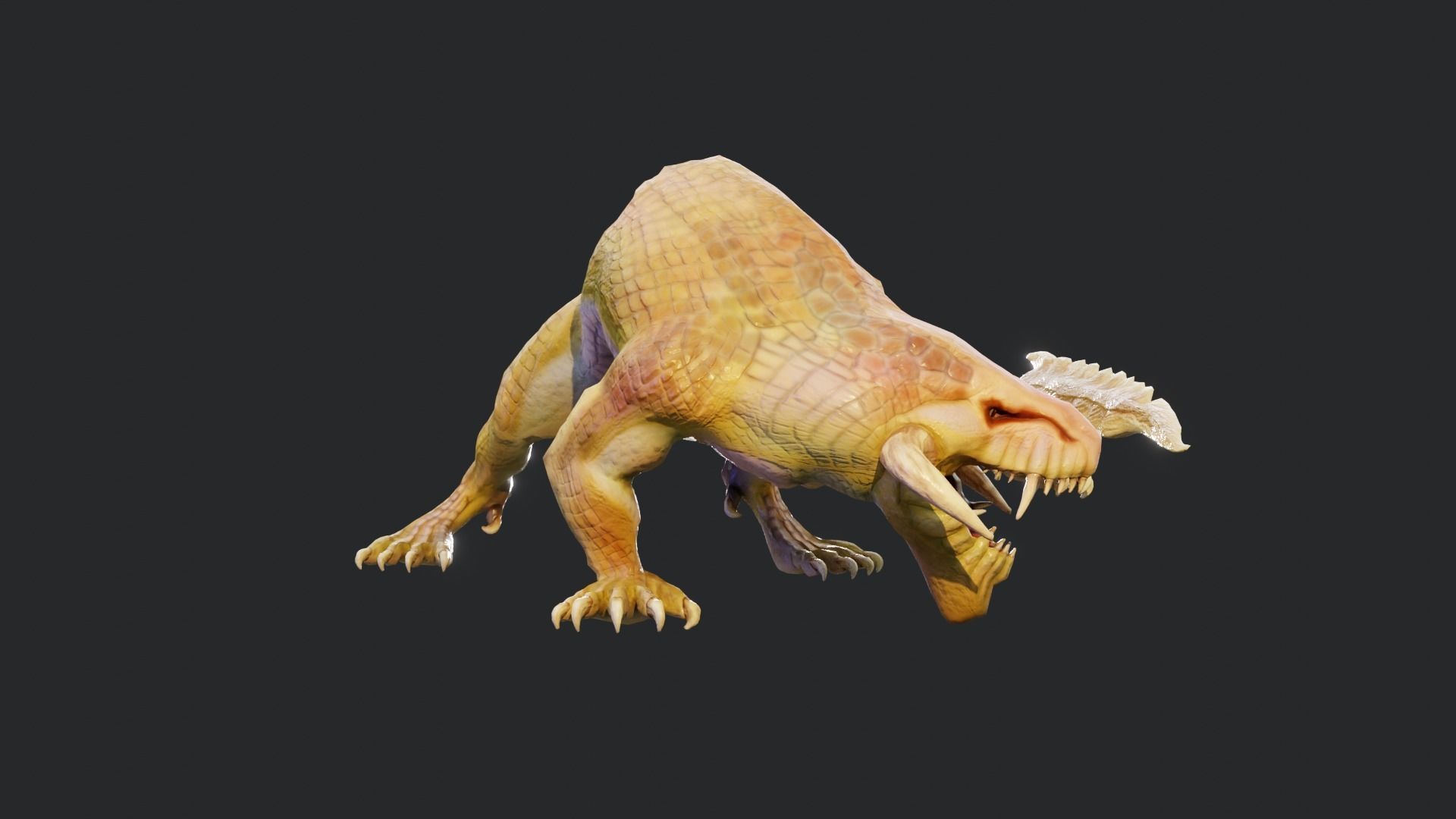 Earth dragon model - reptile monster rigged creature for Blender Low-poly 3D model_30