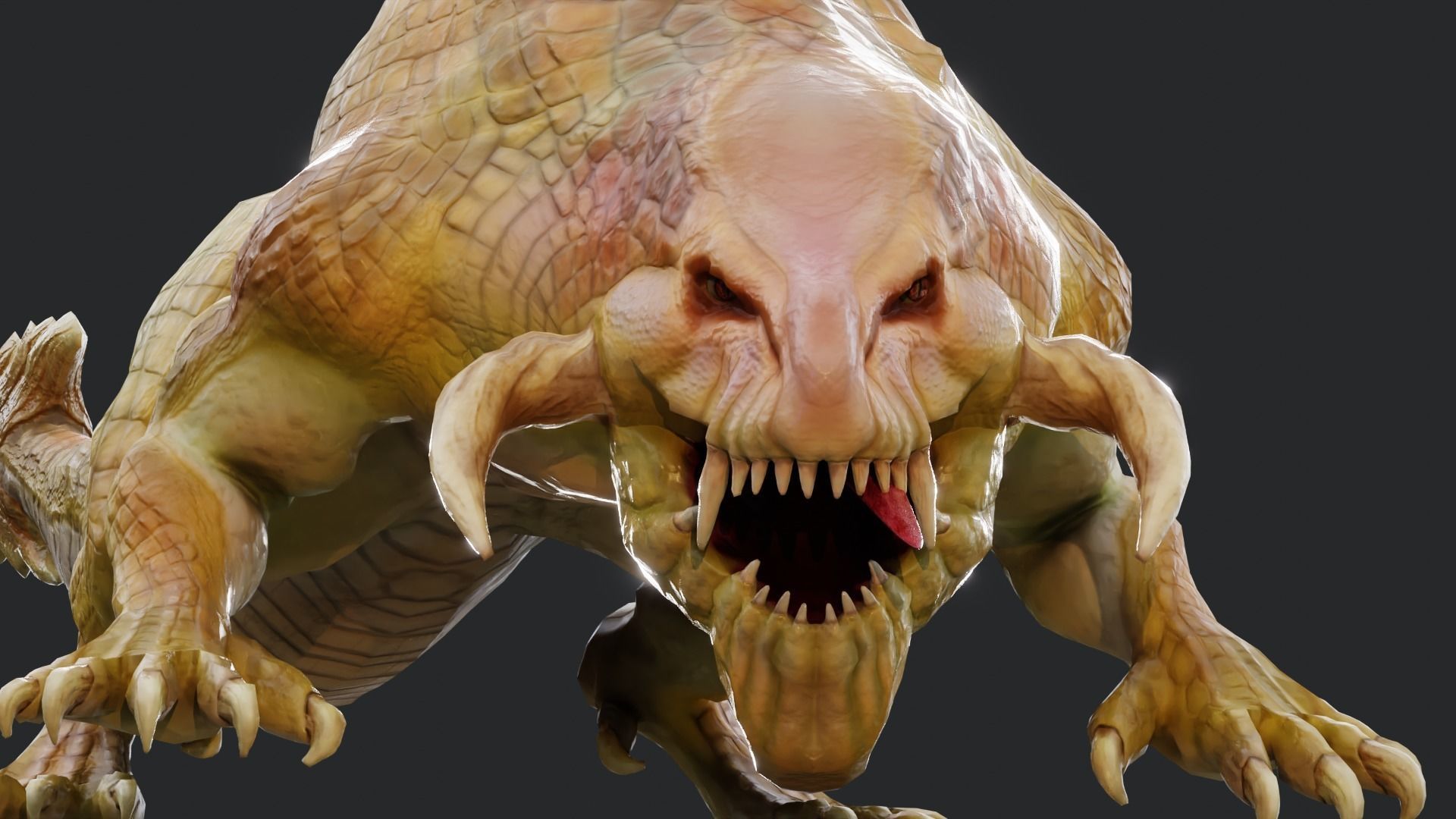 Earth dragon model - reptile monster rigged creature for Blender Low-poly 3D model_9