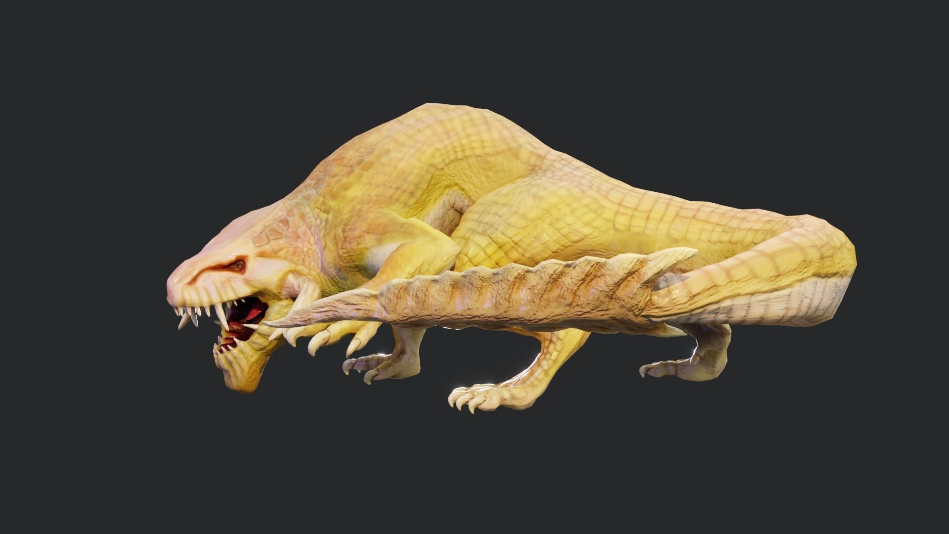 Earth dragon model - reptile monster rigged creature for Blender Low-poly 3D model_43