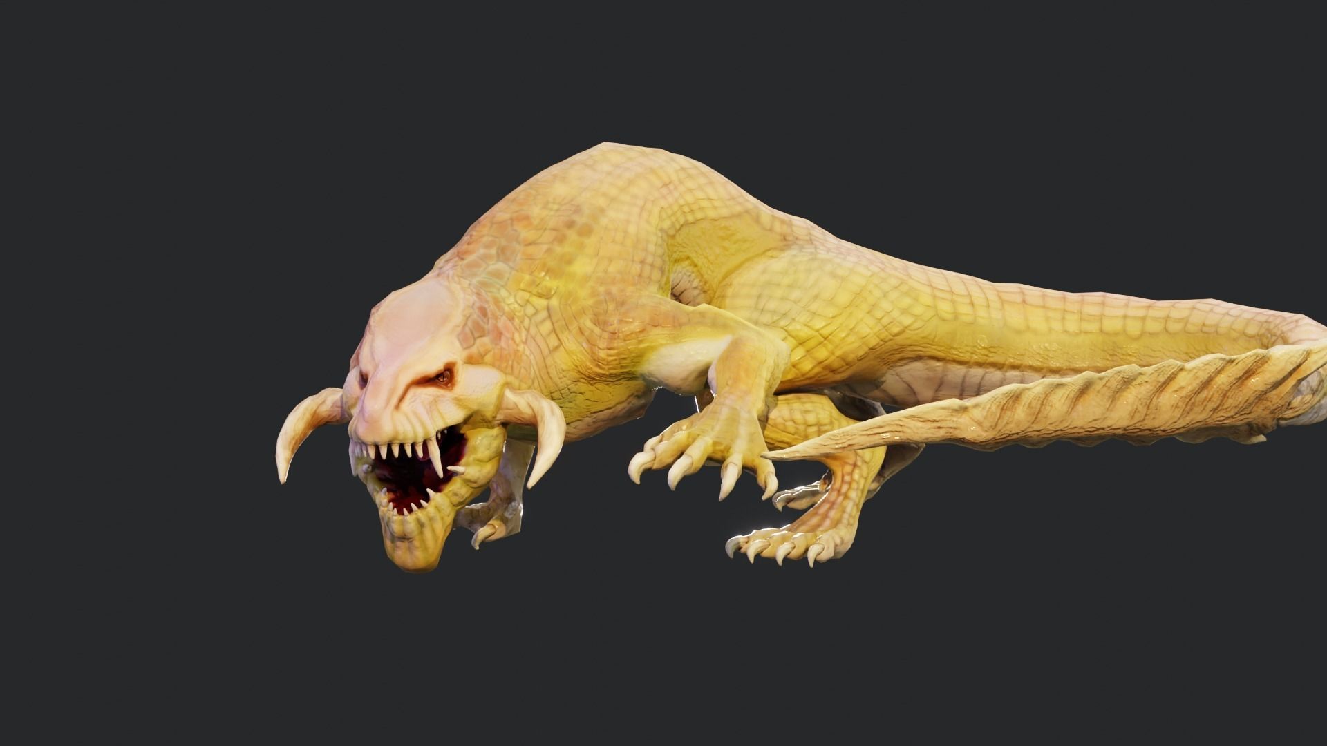 Earth dragon model - reptile monster rigged creature for Blender Low-poly 3D model_25