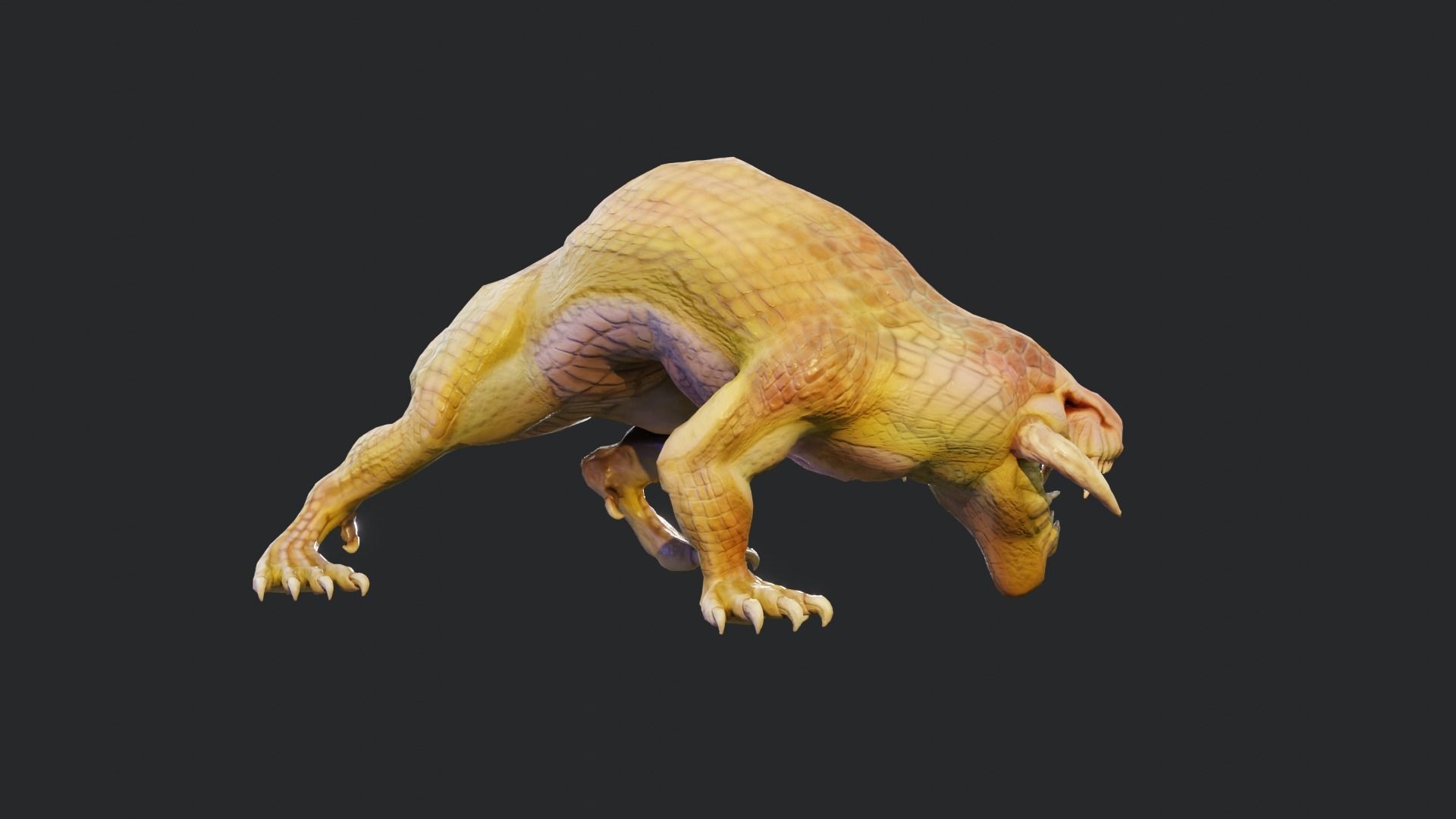 Earth dragon model - reptile monster rigged creature for Blender Low-poly 3D model_32