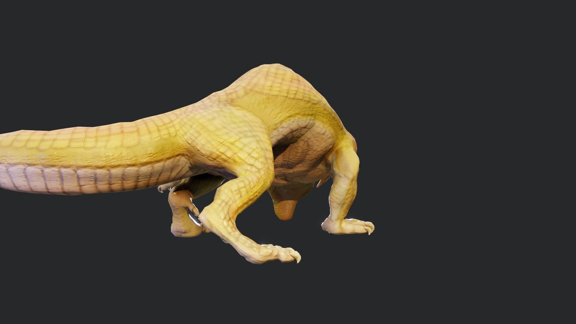 Earth dragon model - reptile monster rigged creature for Blender Low-poly 3D model_37