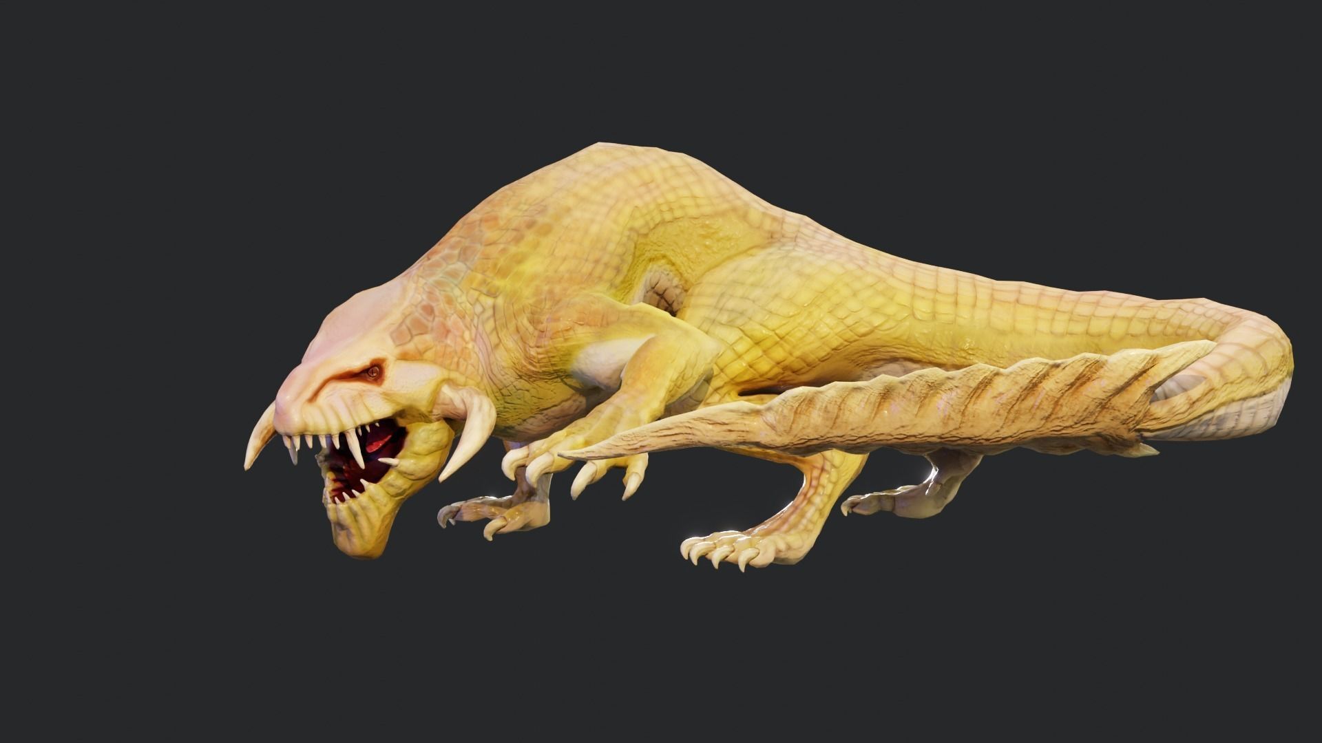 Earth dragon model - reptile monster rigged creature for Blender Low-poly 3D model_44