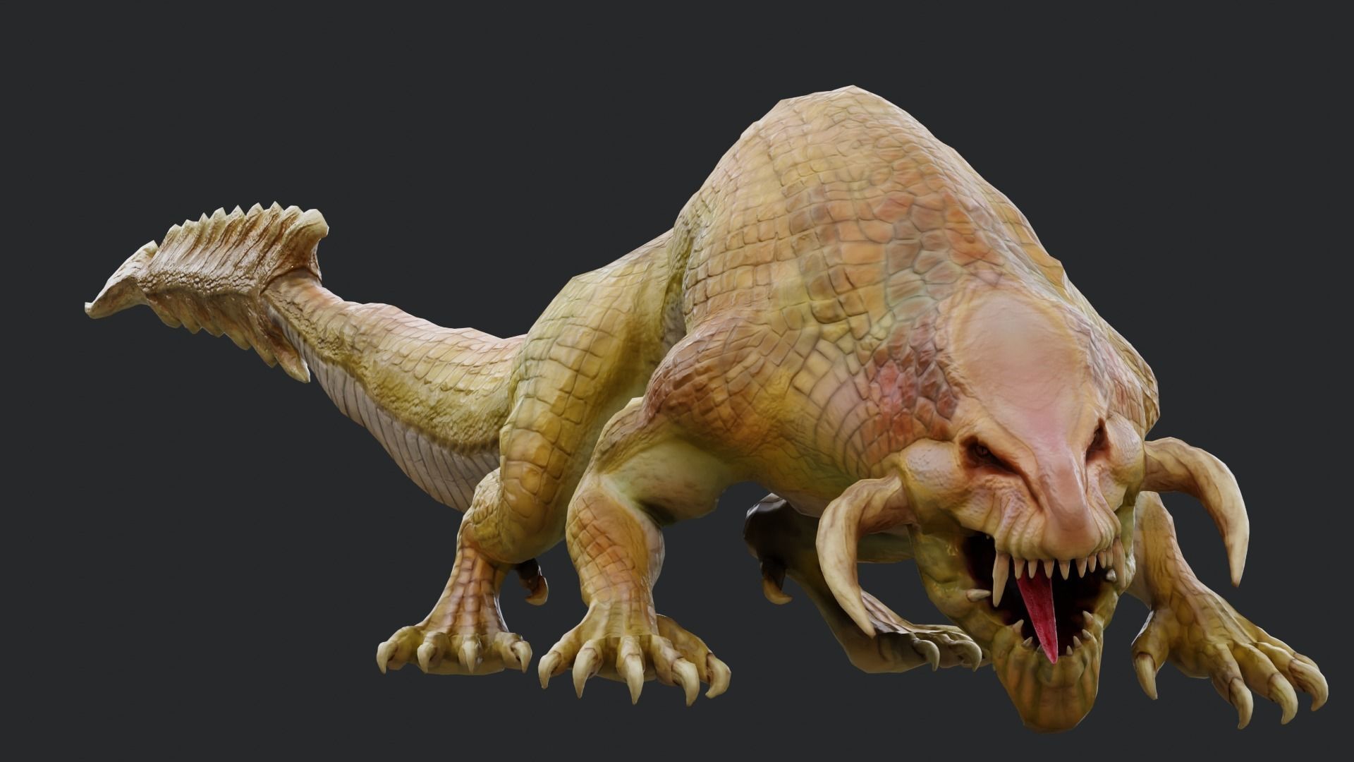 Earth dragon model - reptile monster rigged creature for Blender Low-poly 3D model_10