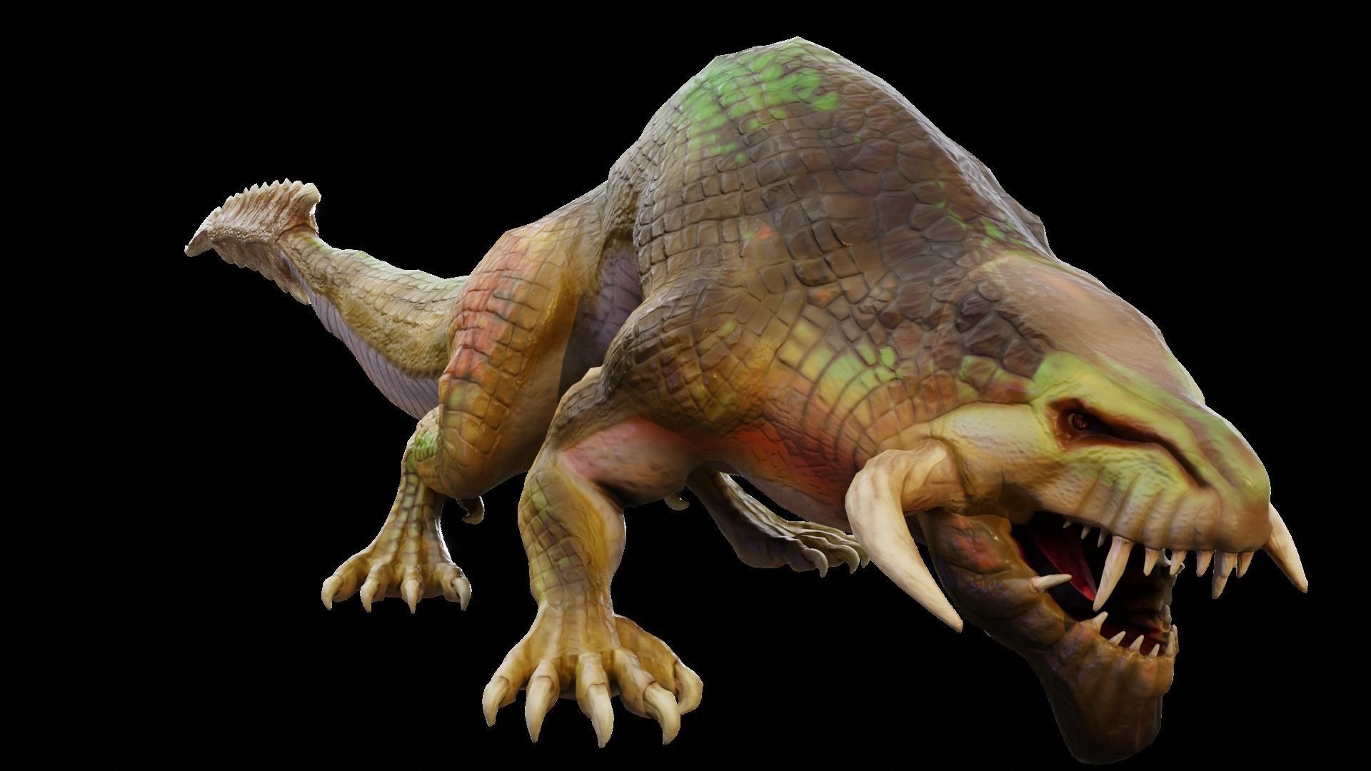 Earth dragon model - reptile monster rigged creature for Blender Low-poly 3D model_19