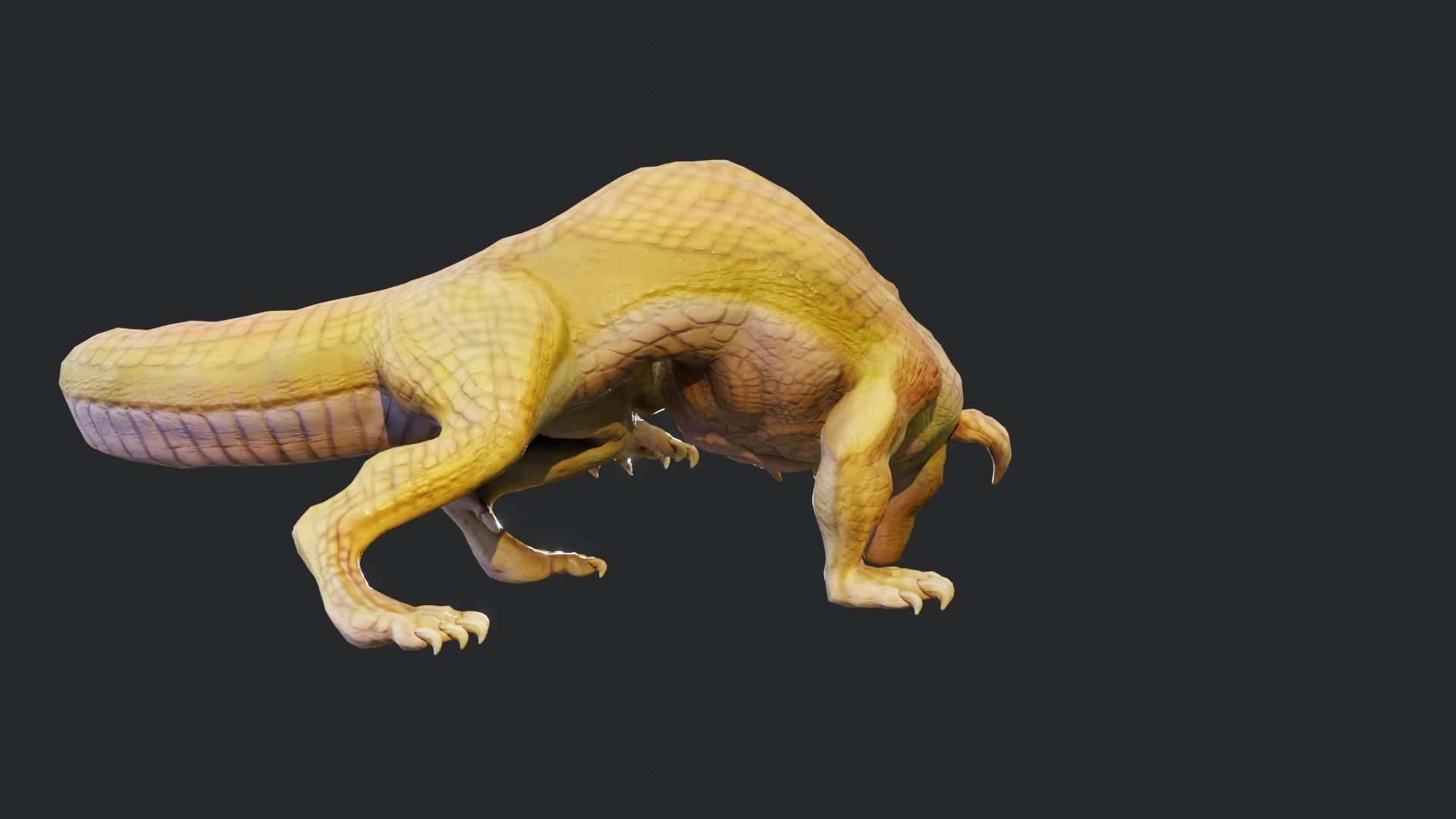 Earth dragon model - reptile monster rigged creature for Blender Low-poly 3D model_35