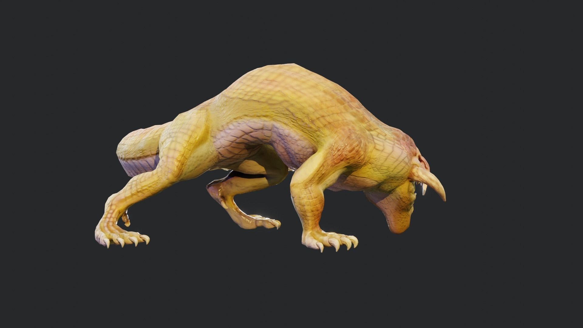 Earth dragon model - reptile monster rigged creature for Blender Low-poly 3D model_33