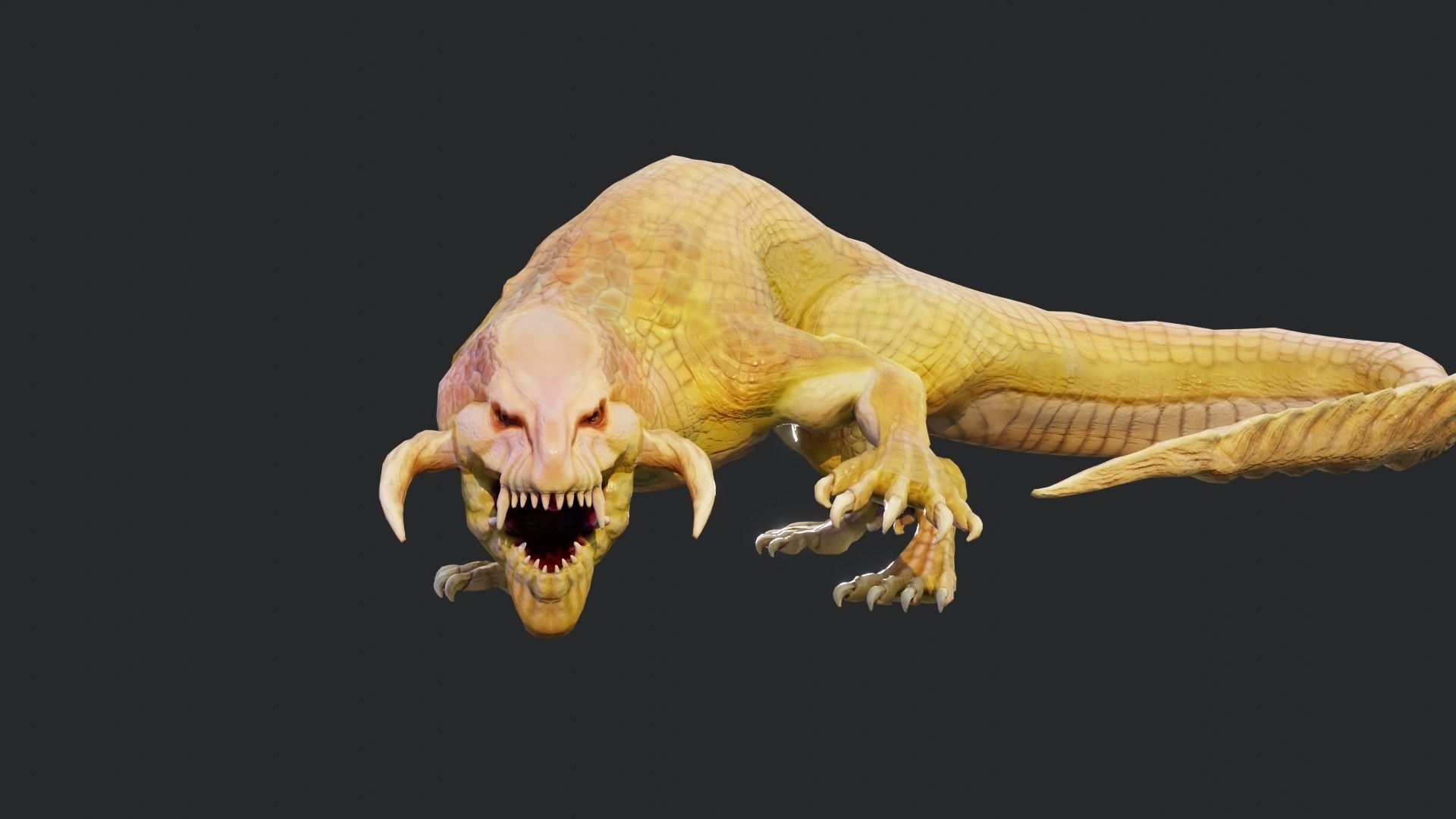Earth dragon model - reptile monster rigged creature for Blender Low-poly 3D model_26